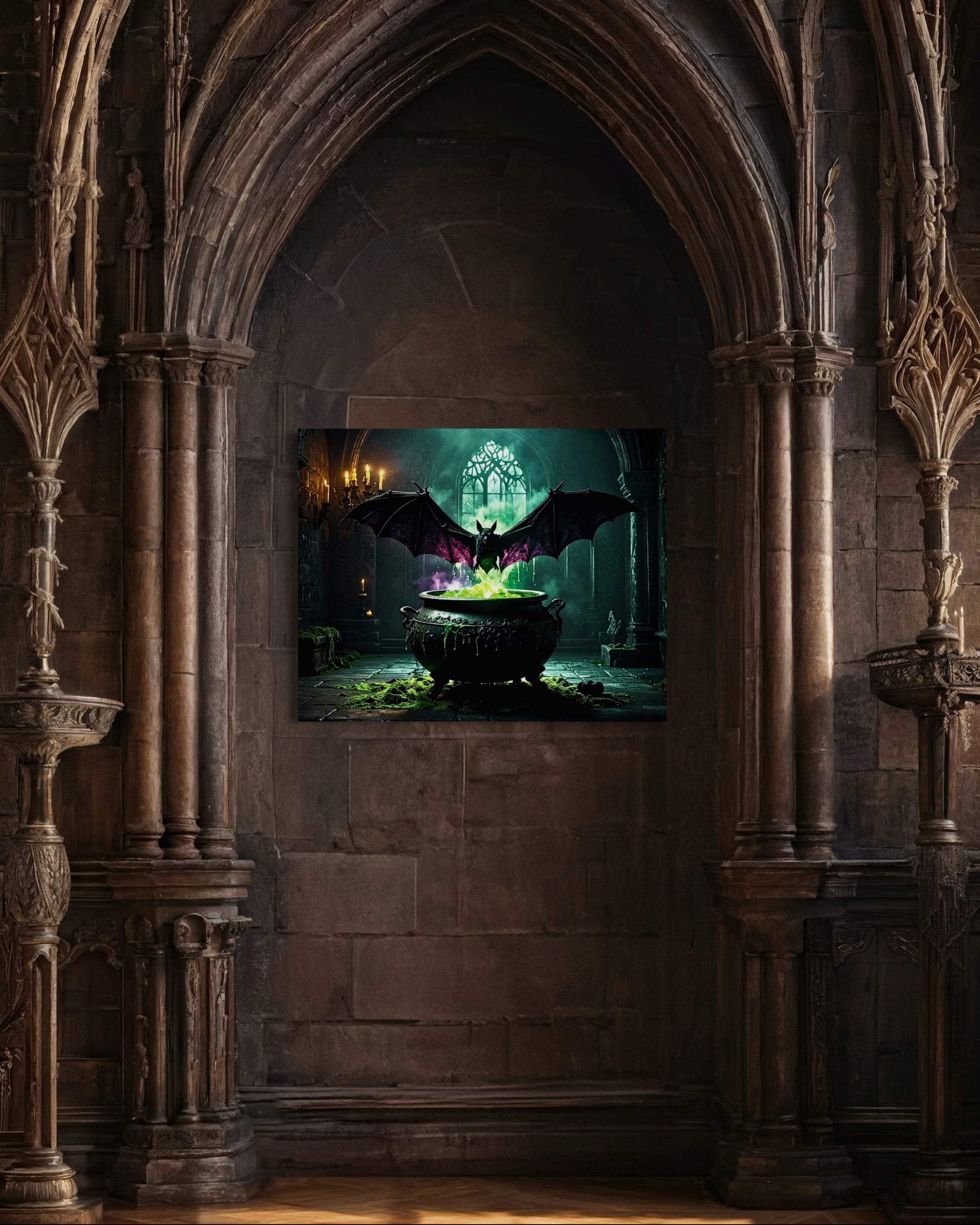 Bat over Bubbling Cauldron