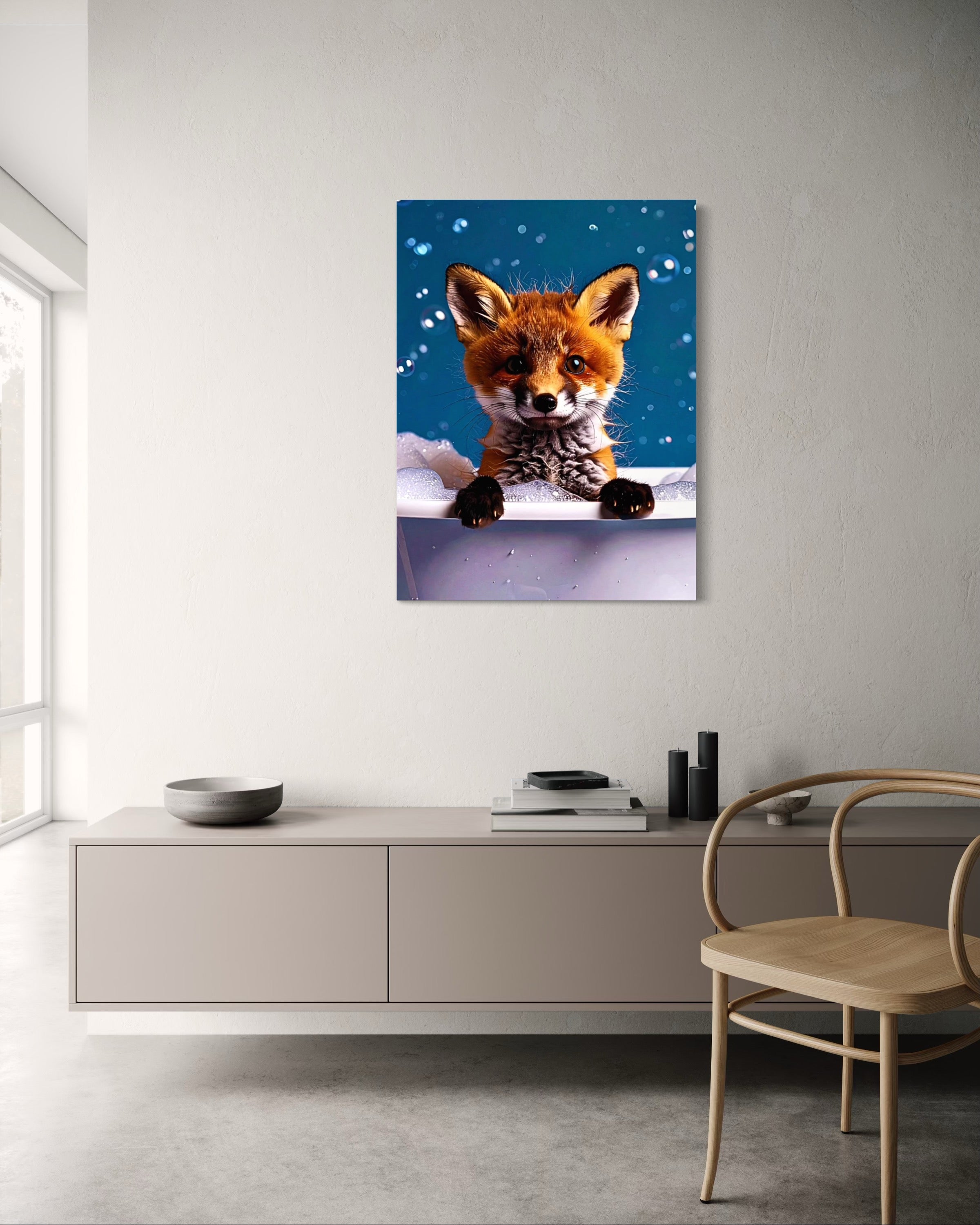 Fox in a Bubble Bath Museum Print