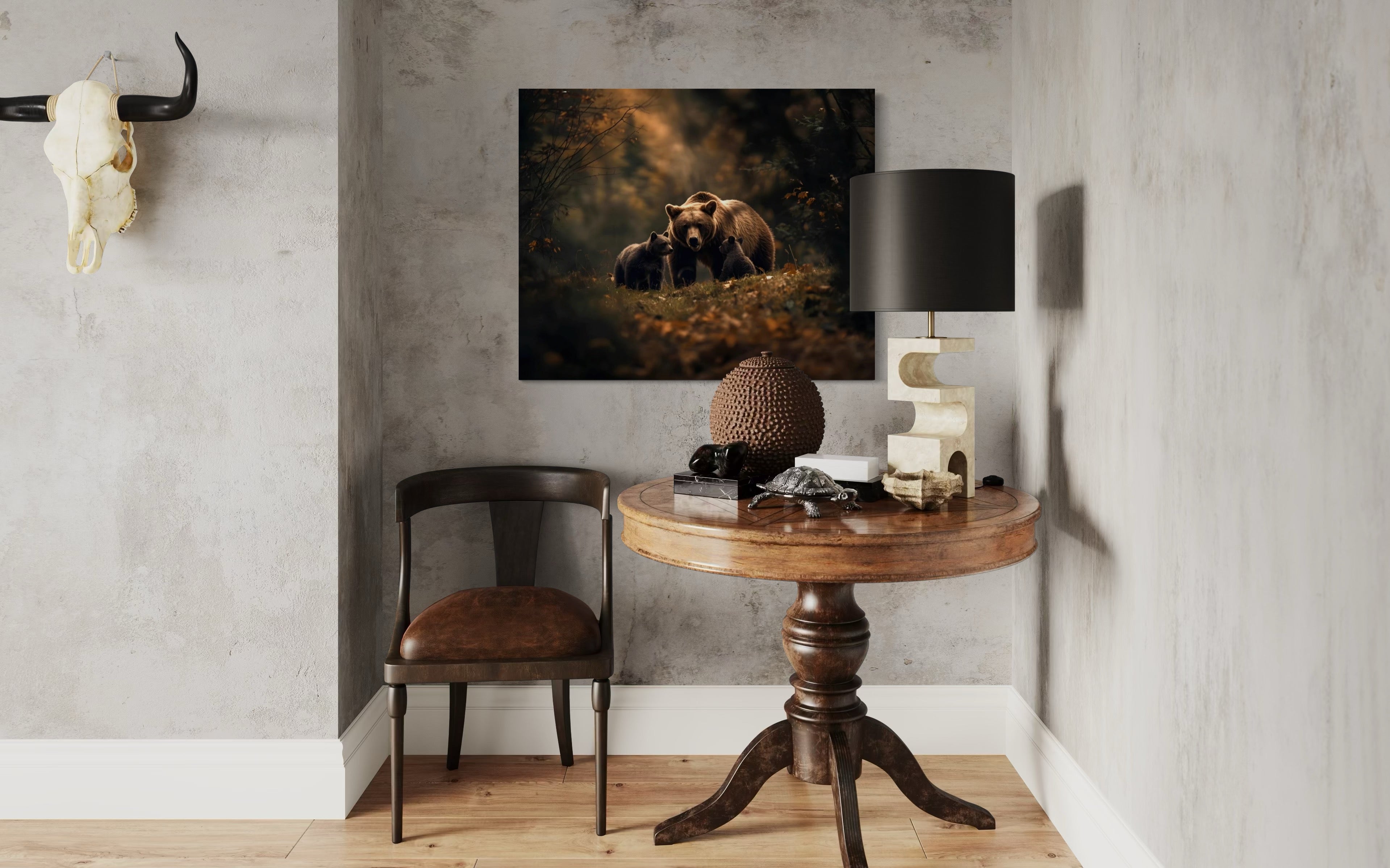 Brown Bear and Cubs Autumn in Alaska Museum Print