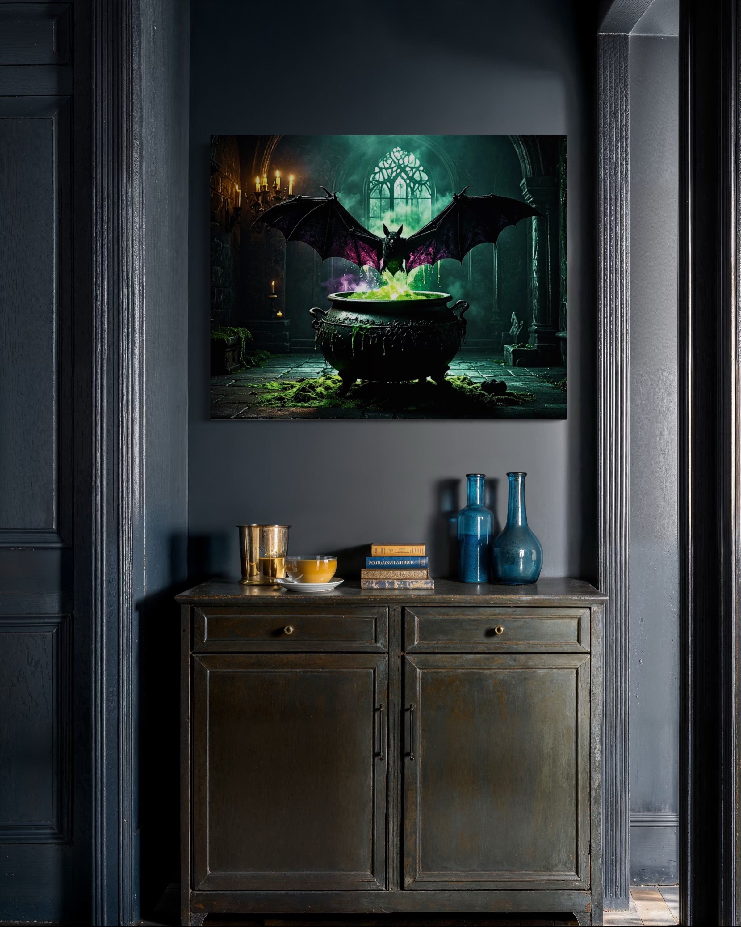 Bat over Bubbling Cauldron