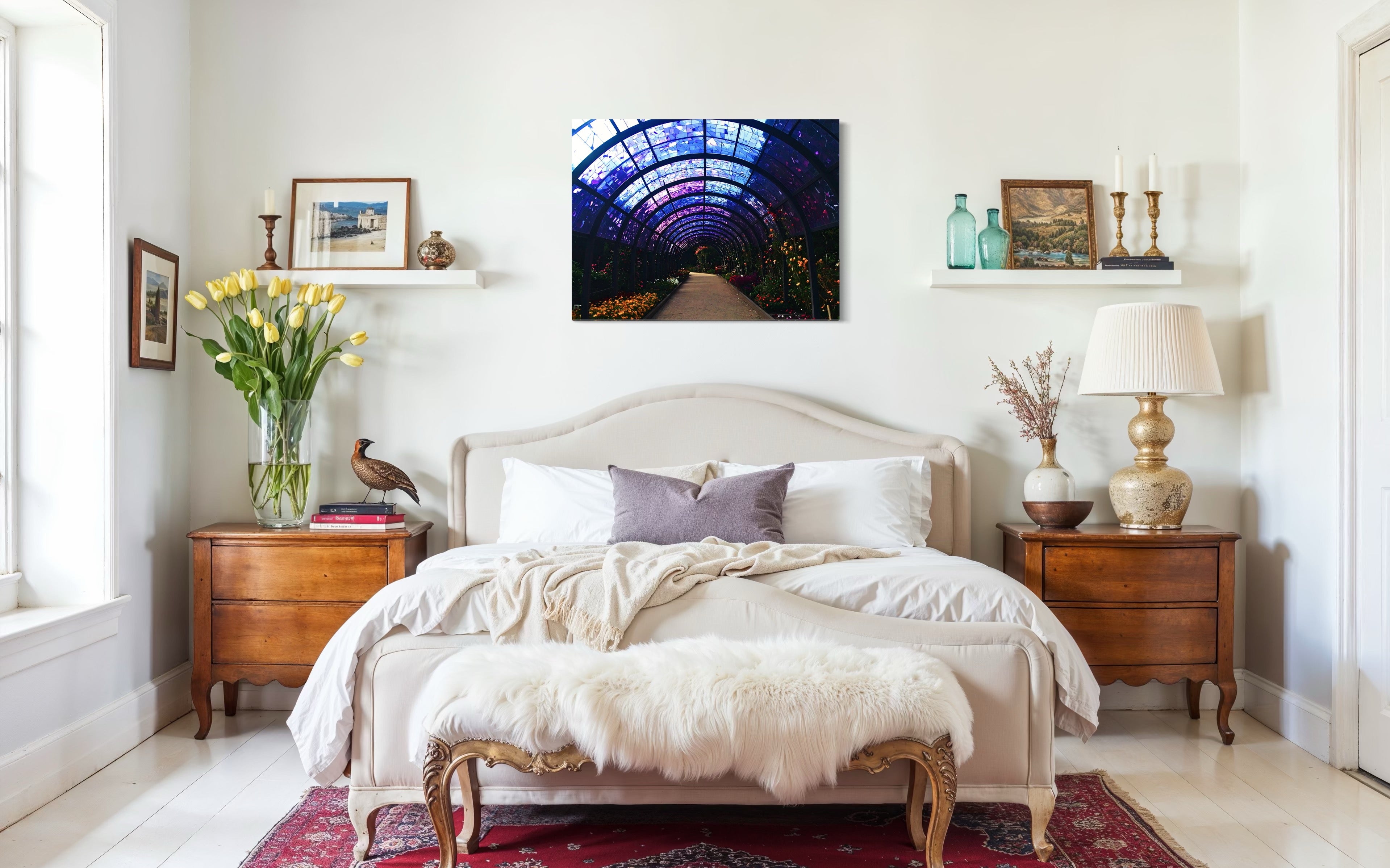 Fall Botanical Garden with Mosaic Stain Glass Ceiling Museum Print