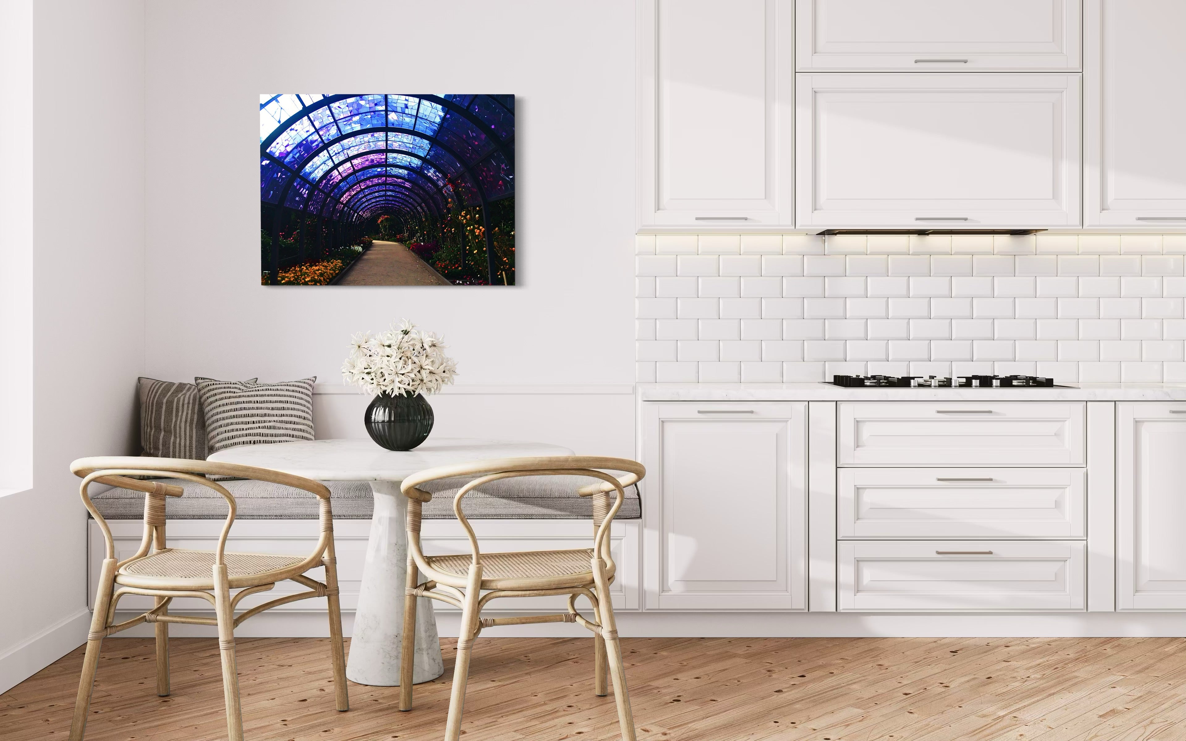 Fall Botanical Garden with Mosaic Stain Glass Ceiling Museum Print