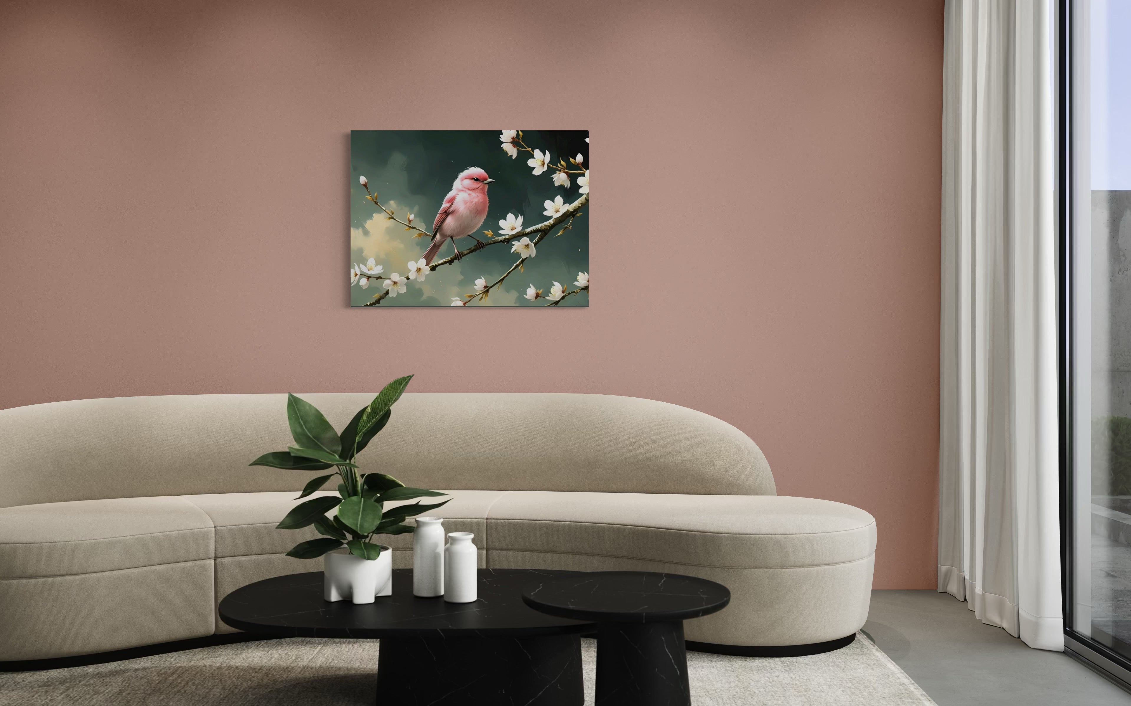Bubblegum Bird with Blossoms Museum Print