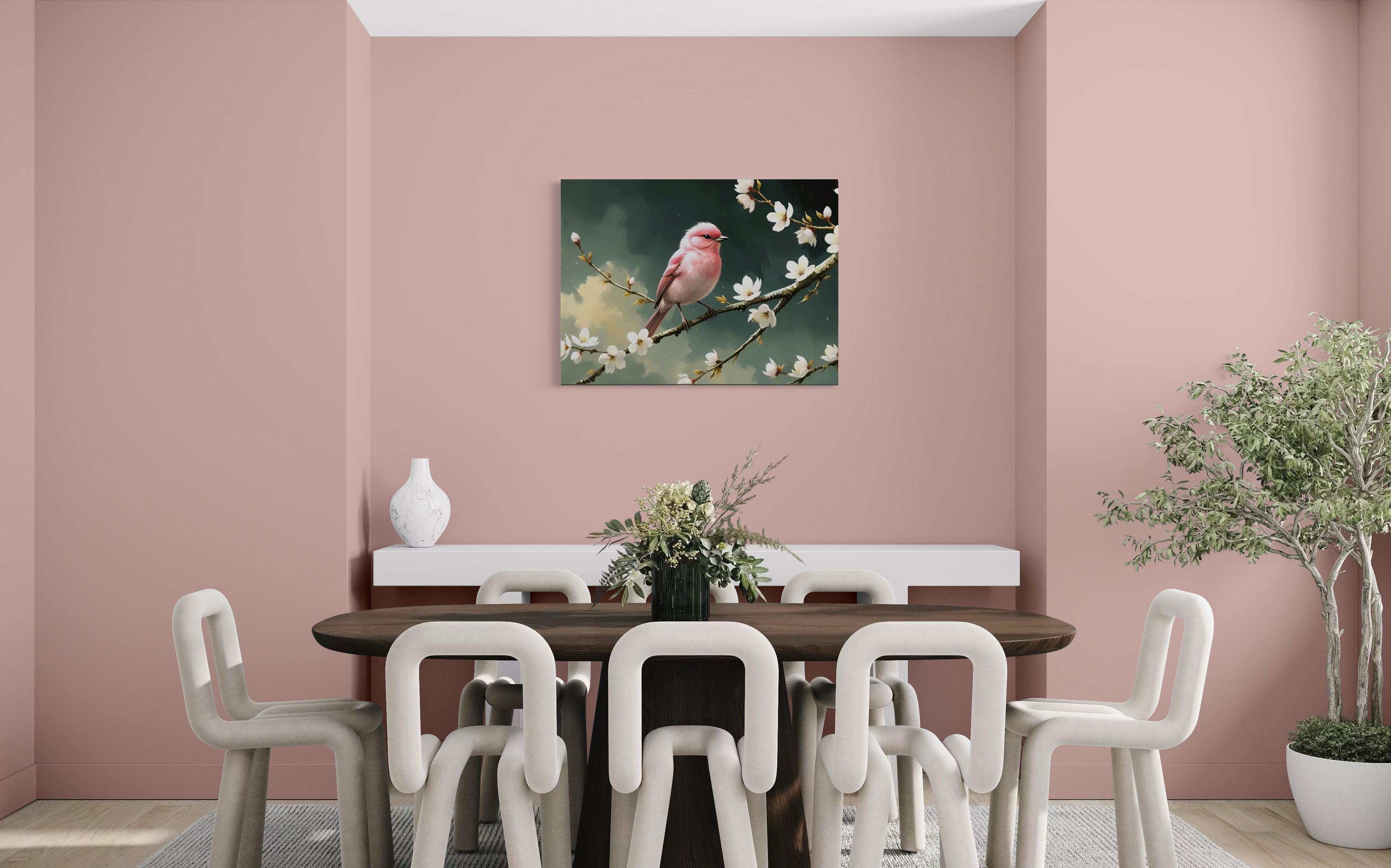 Bubblegum Bird with Blossoms Museum Print