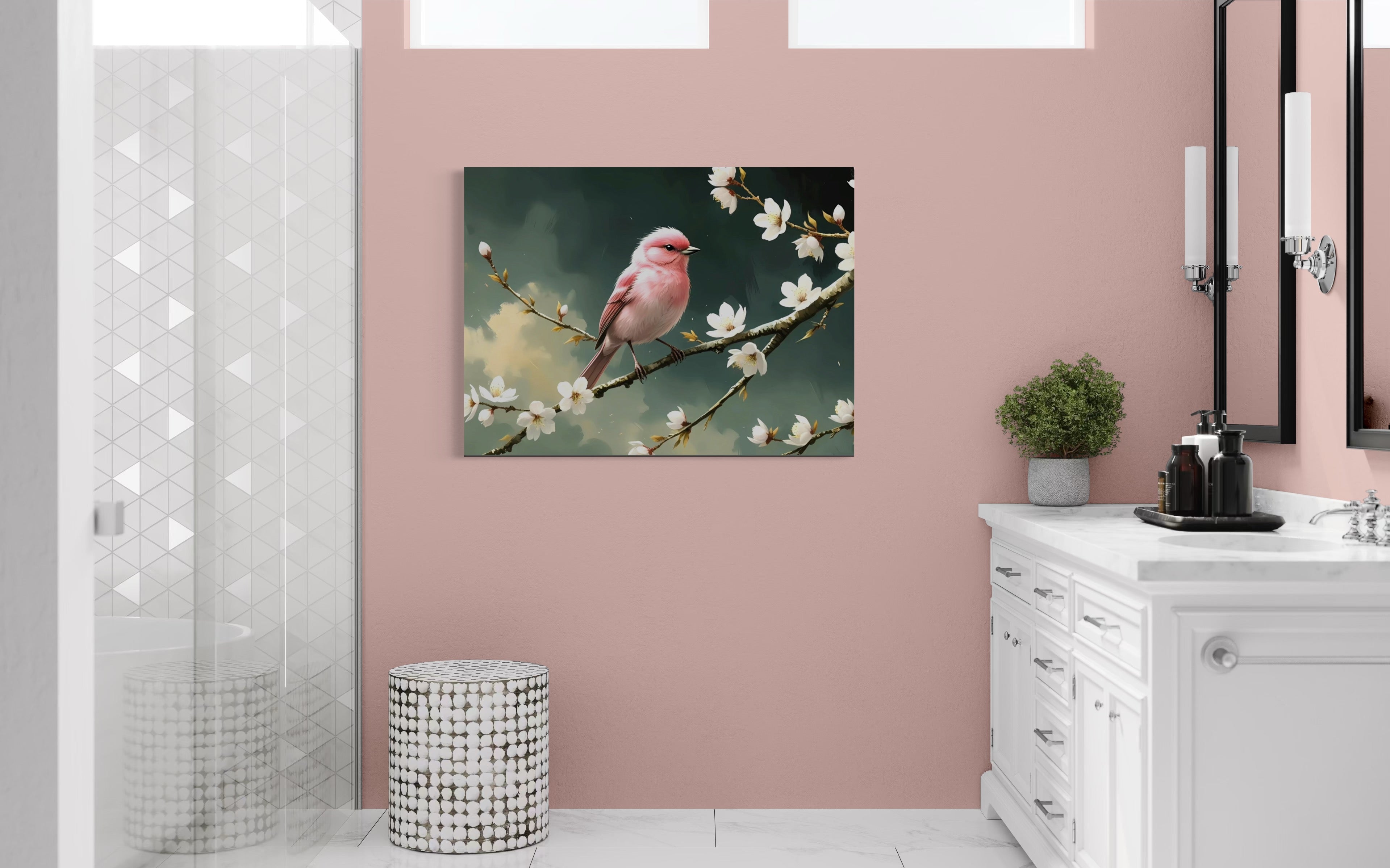 Bubblegum Bird with Blossoms Museum Print