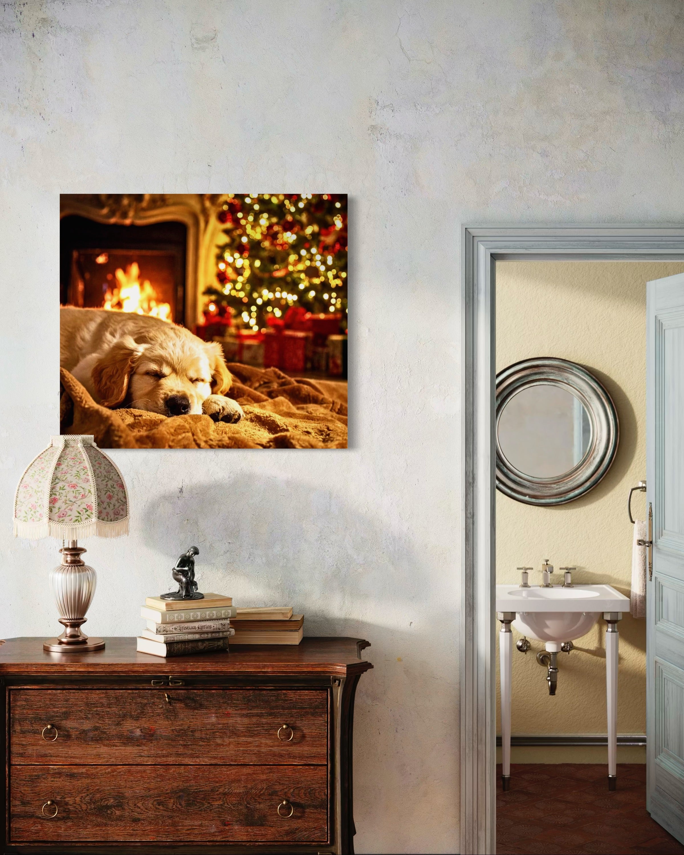 Magic Christmas Golden Retriever Puppy Dreams