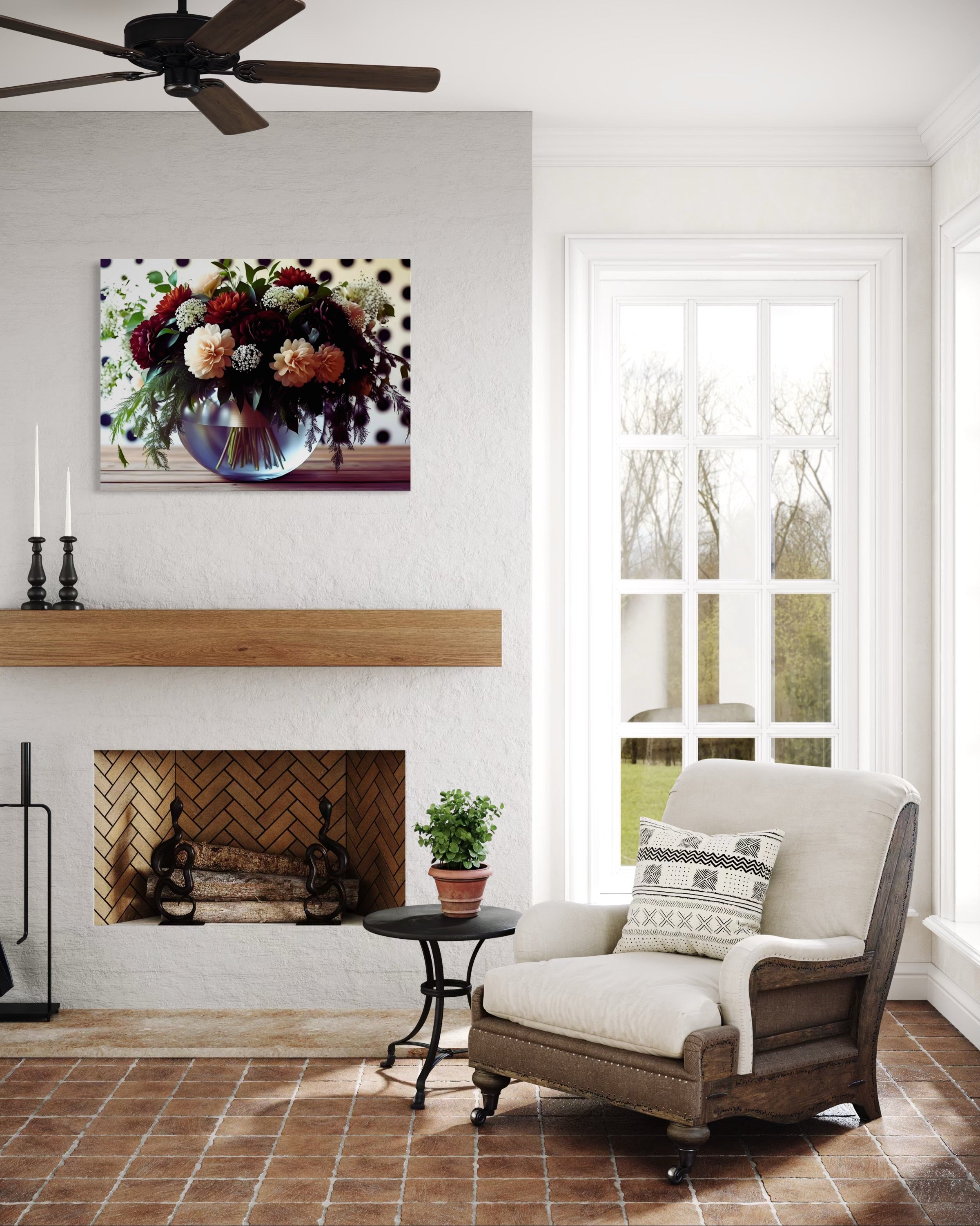 Fall Floral Design on Polka Dots