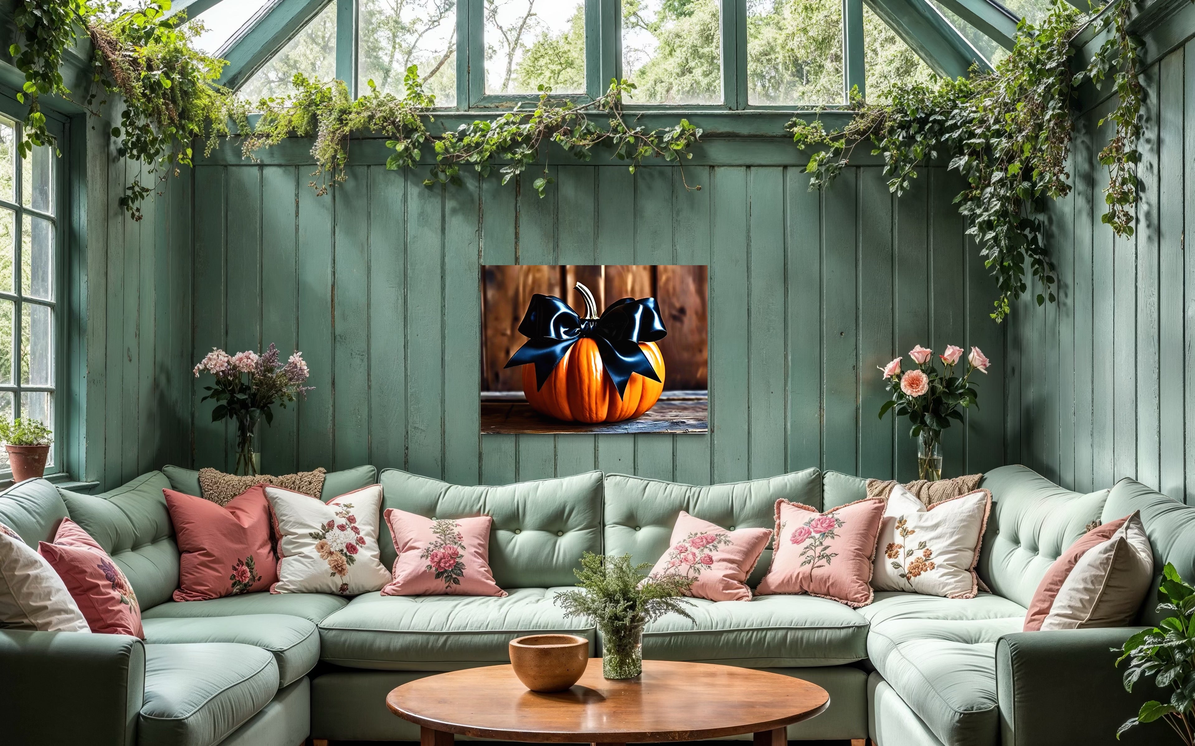 Pumpkin with Black Satin Bow