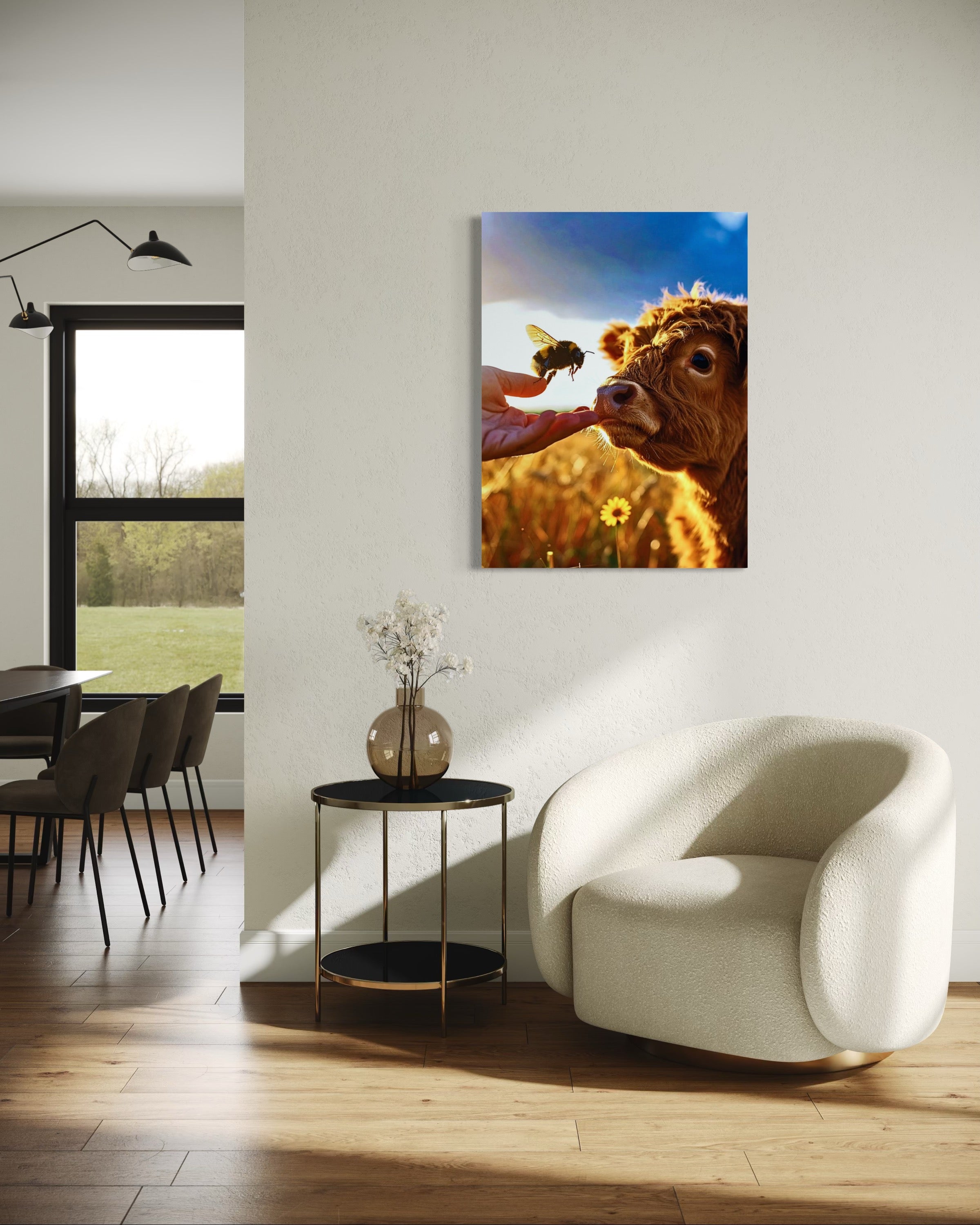 Bumble Bee and Curious Baby Cow