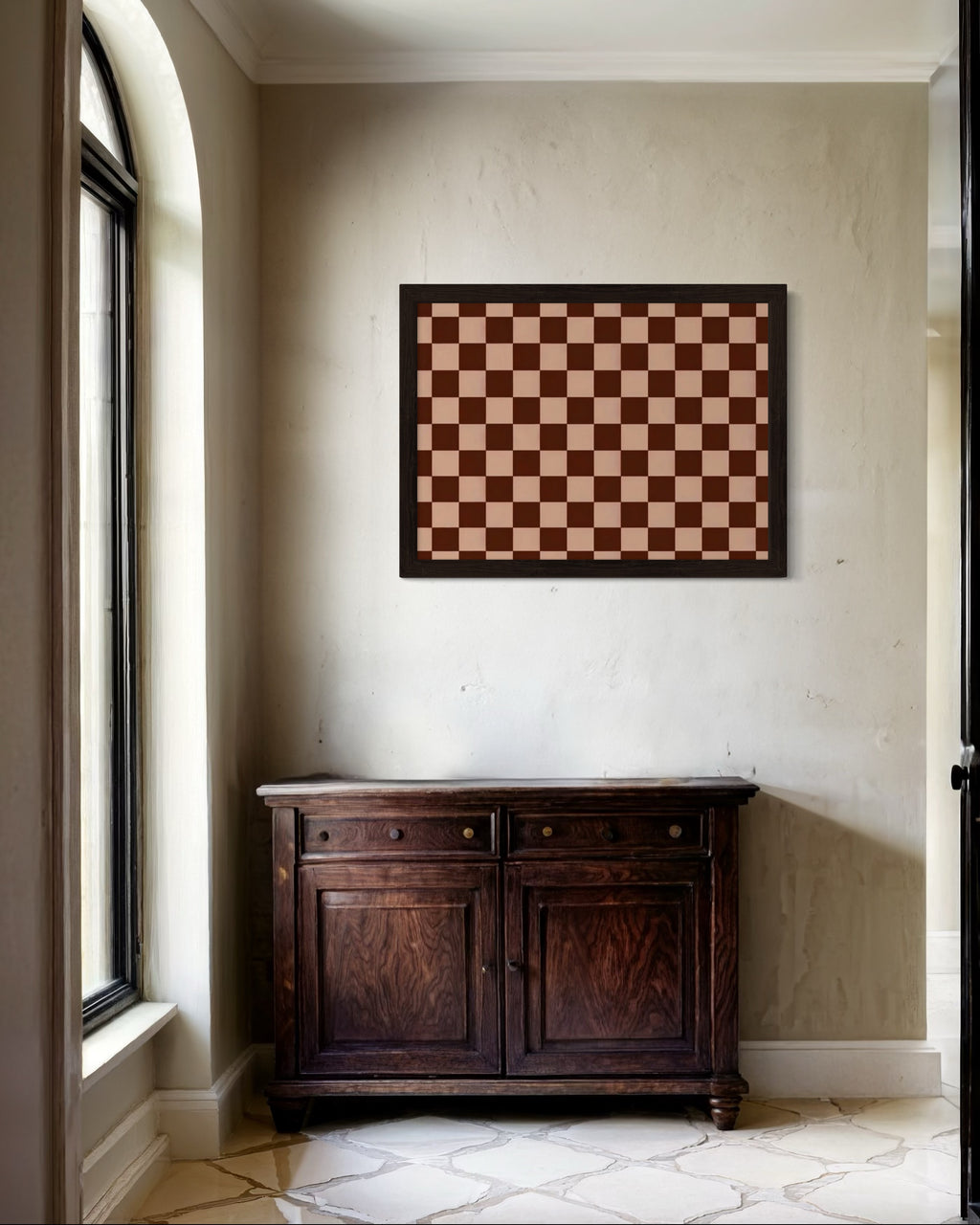 Light and Dark Brown Checkered Pattern Museum Print