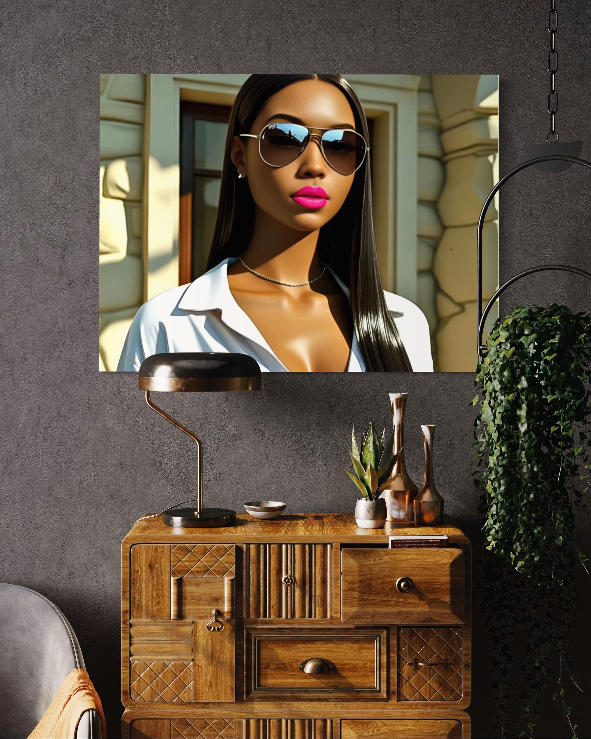 Sleek Queen with Hot Pink Lips Museum Print