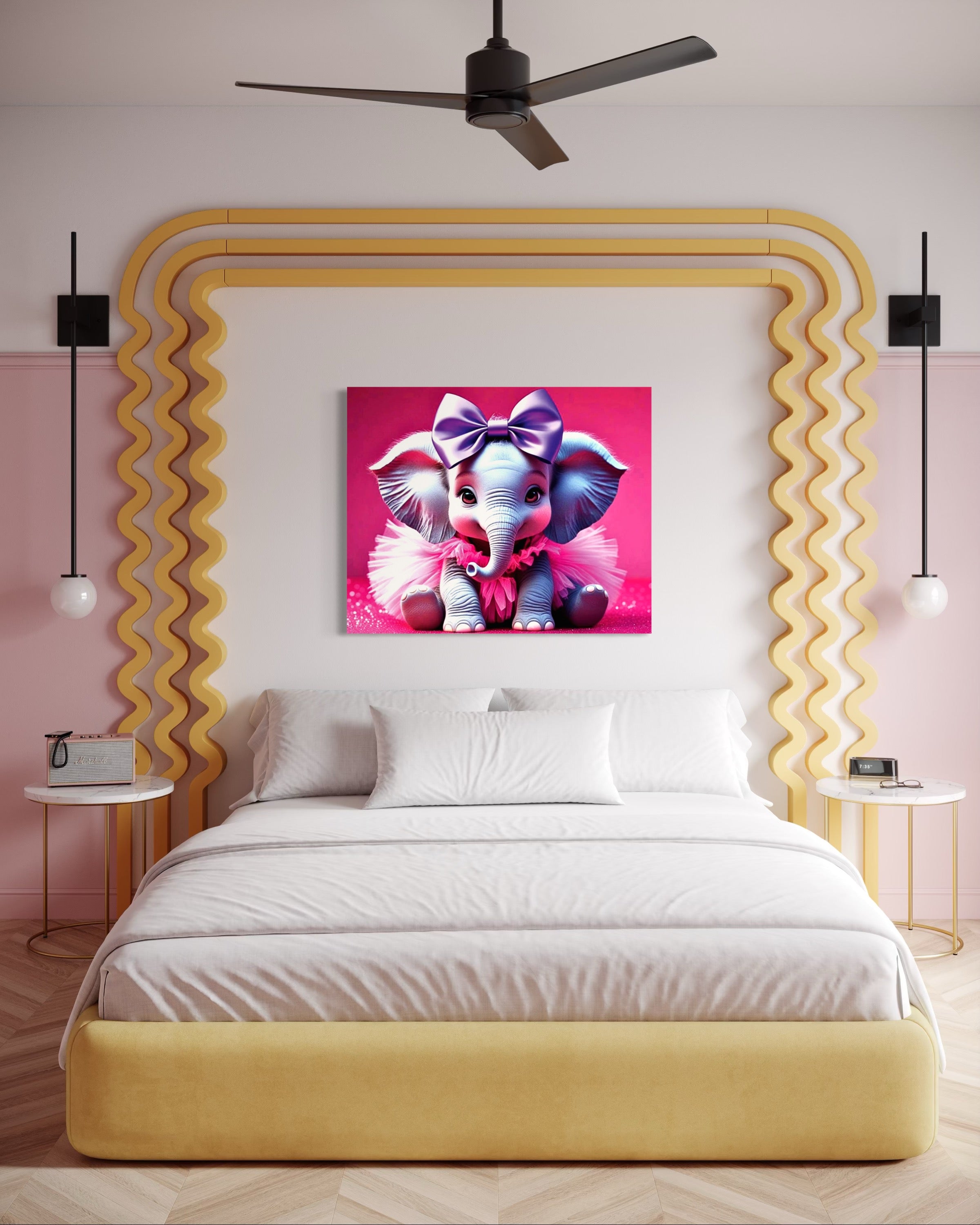 Baby Girl Elephant with a tutu and Bow Museum Print