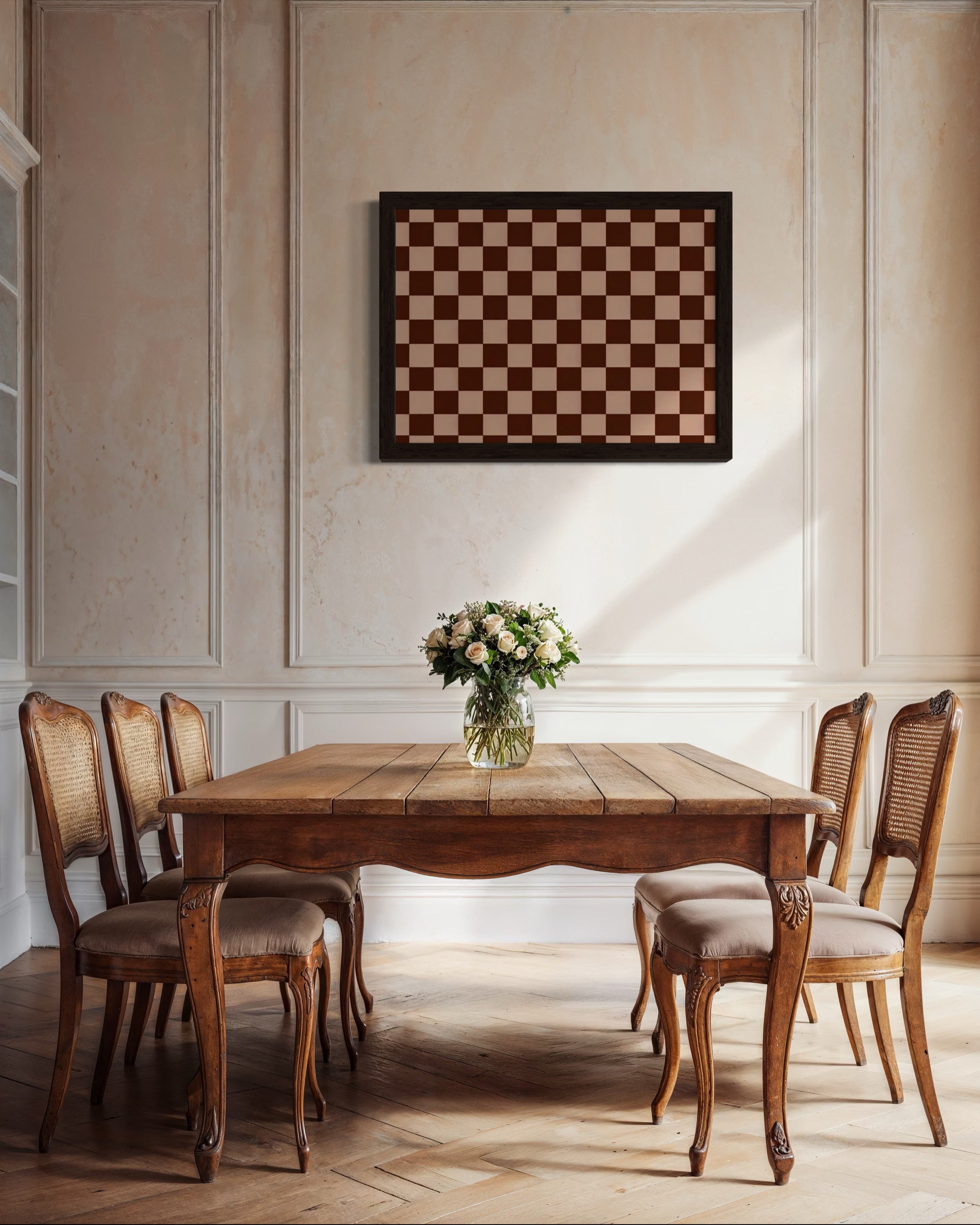Light and Dark Brown Checkered Pattern Museum Print