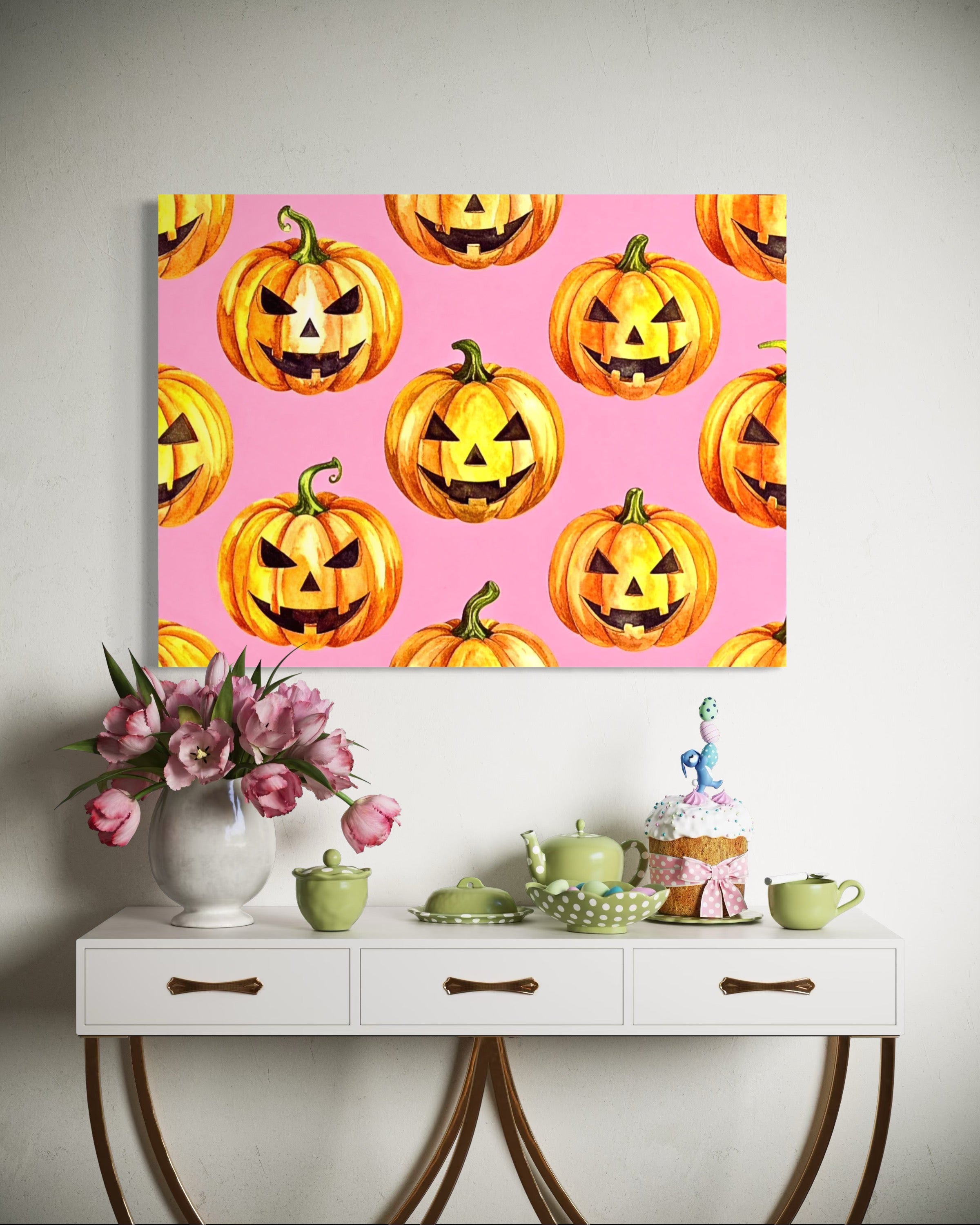Jack O Lantern Pattern on Pink