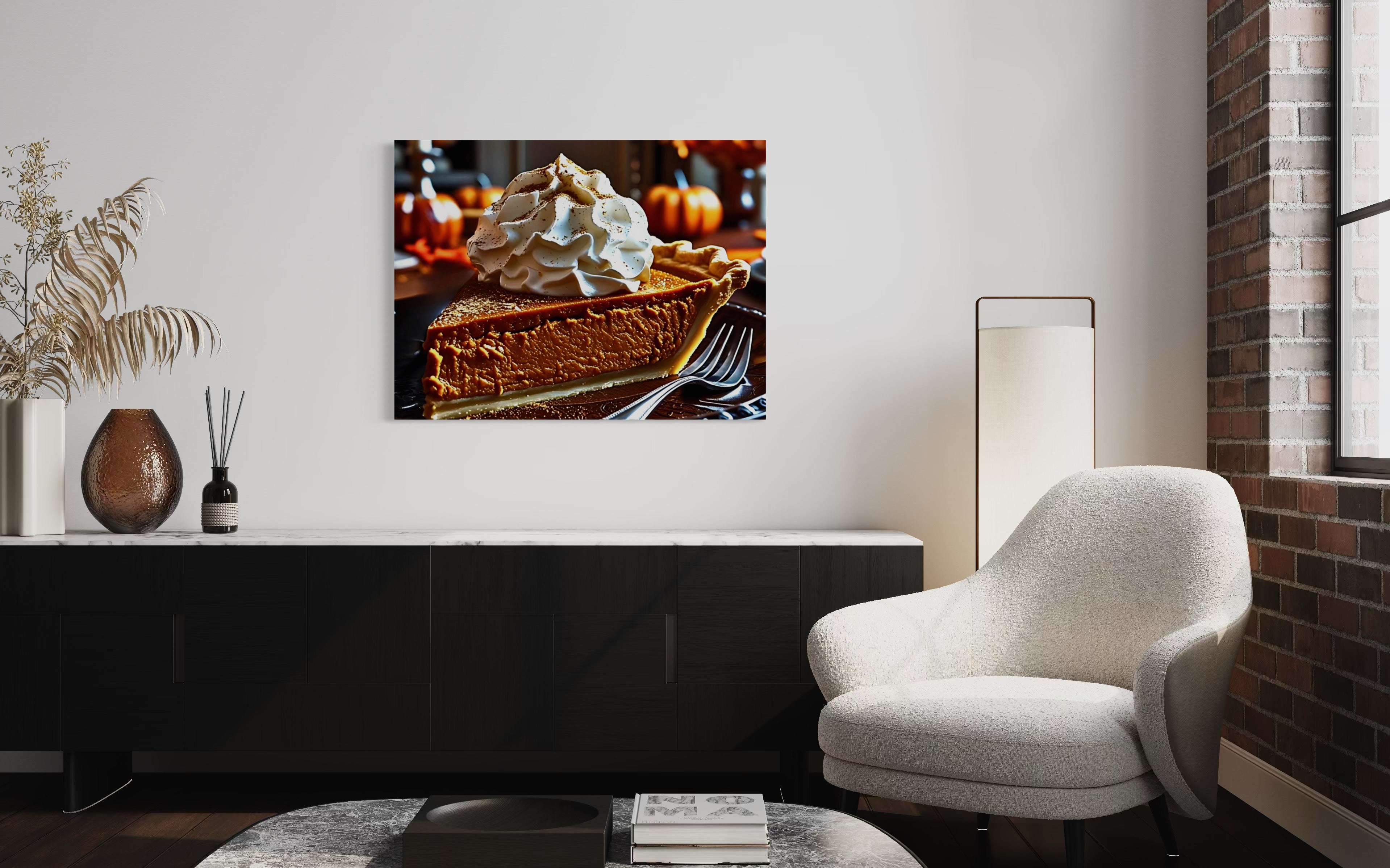 Pumpkin Pie Slice topped with Whipped Cream and Nutmeg