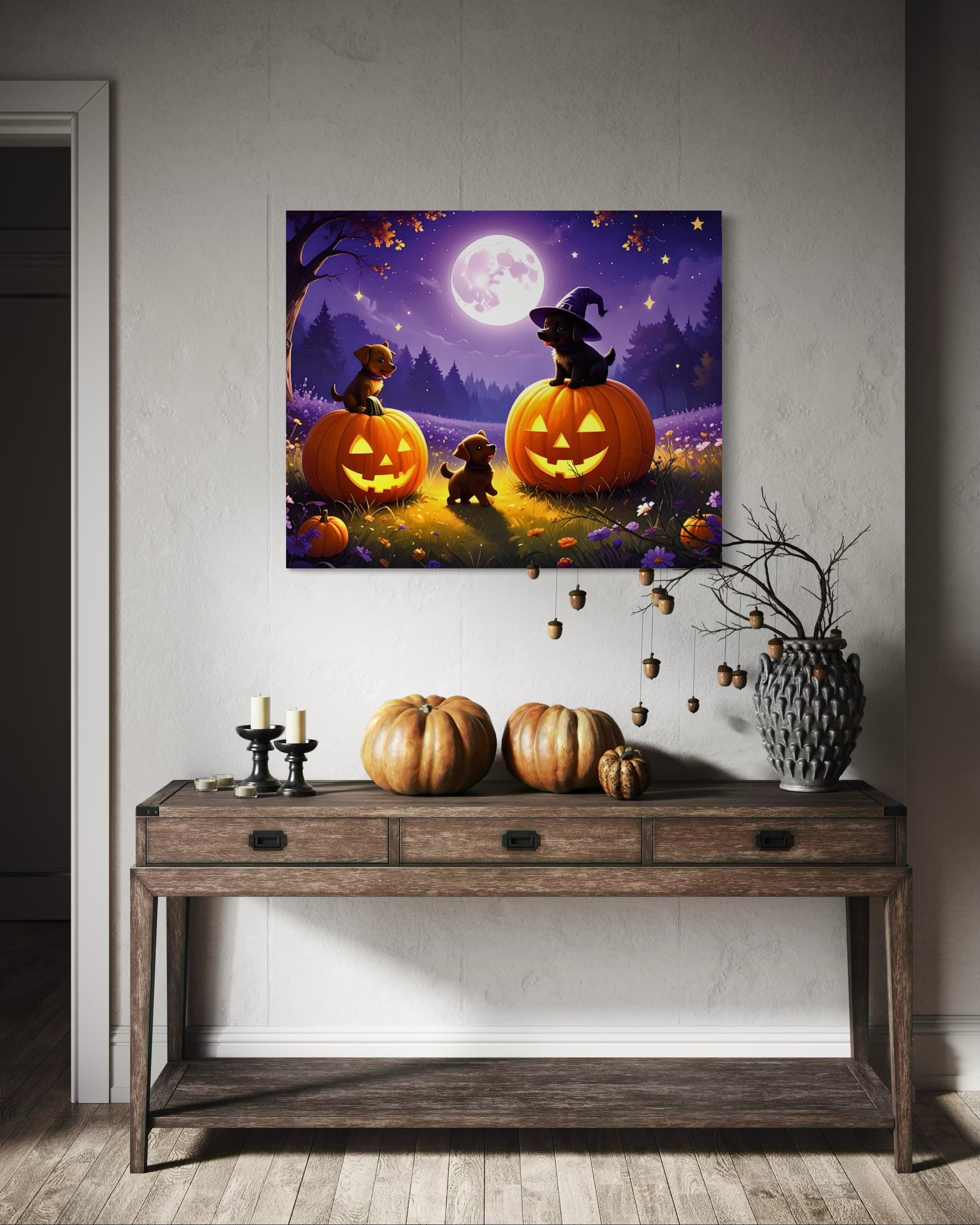 Puppies on Jack O Lanterns
