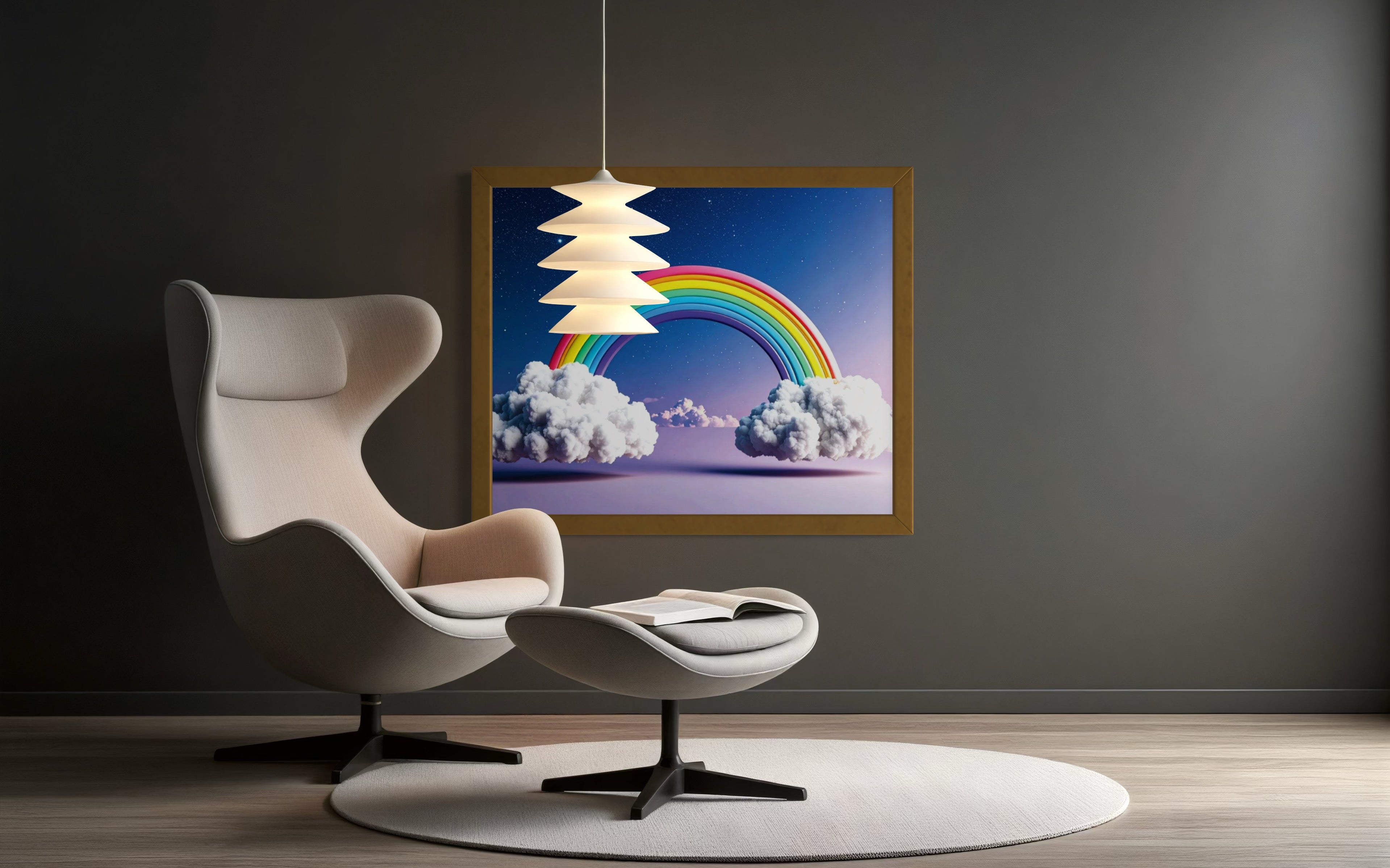 Floating Rainbow with Clouds Museum Print