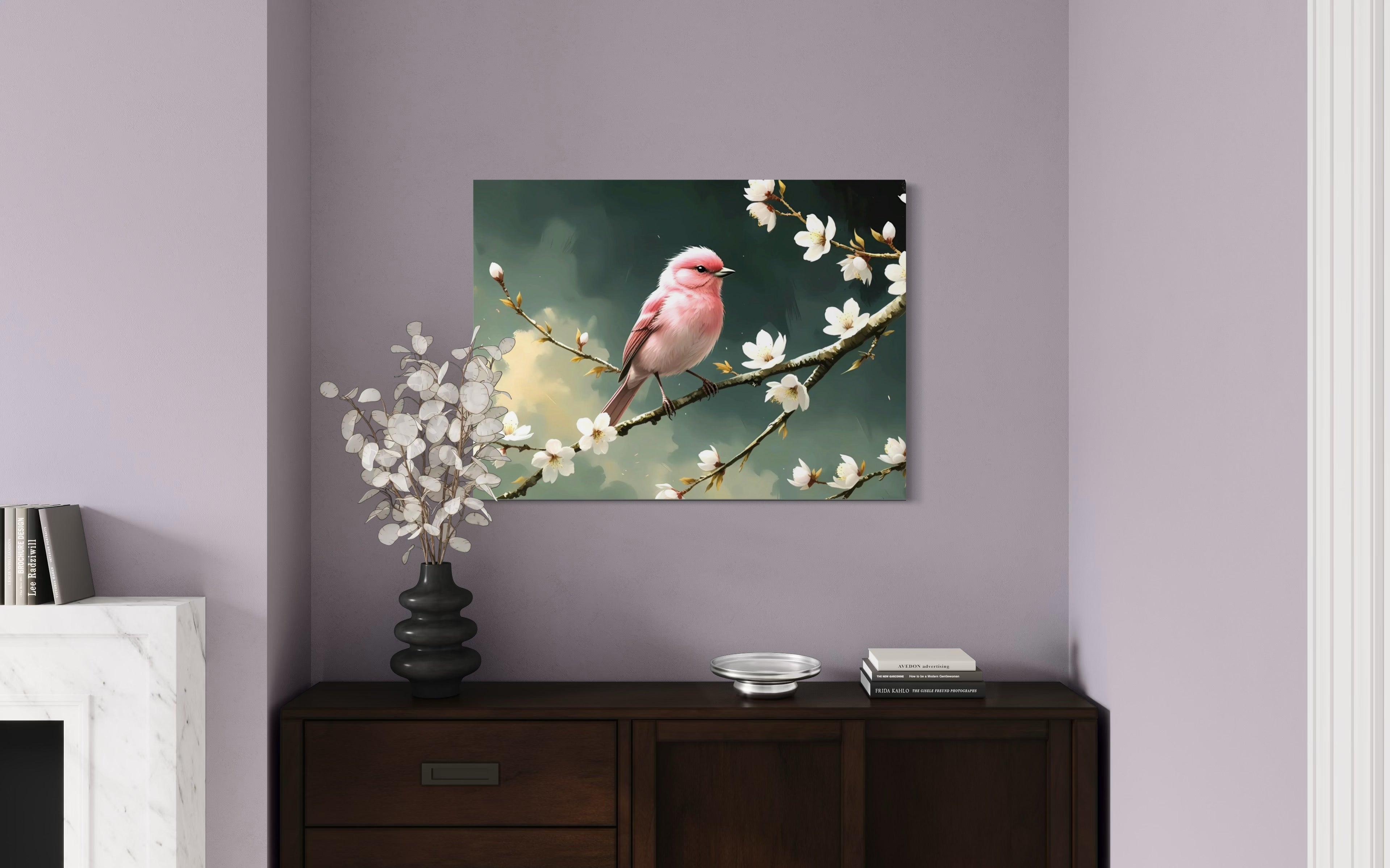 Bubblegum Bird with Blossoms Museum Print