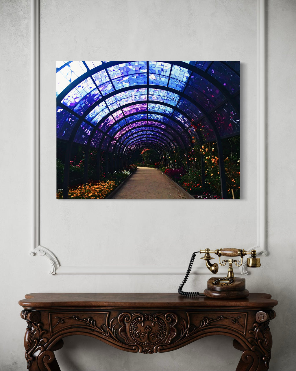 Fall Botanical Garden with Mosaic Stain Glass Ceiling Museum Print