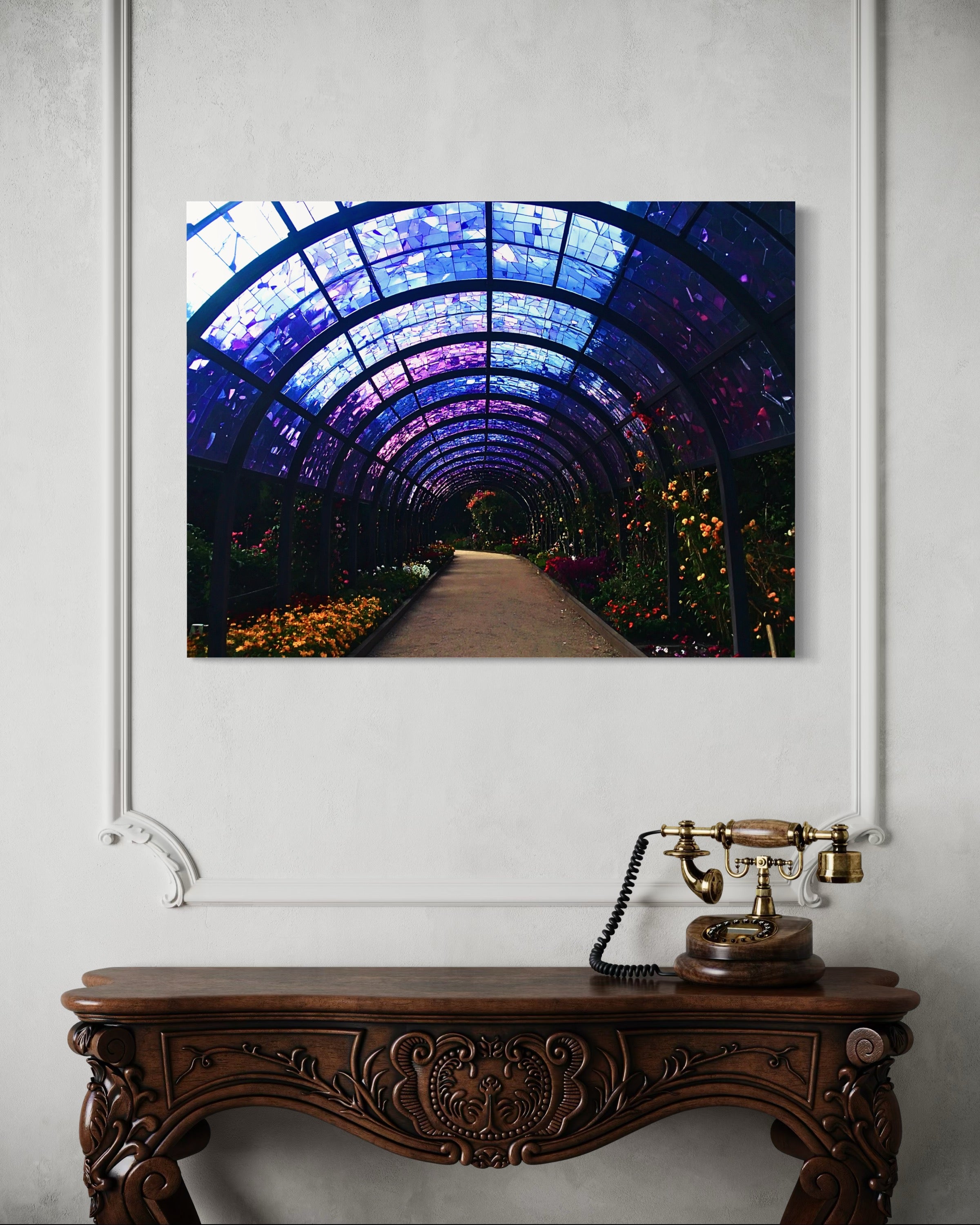 Fall Botanical Garden with Mosaic Stain Glass Ceiling Museum Print