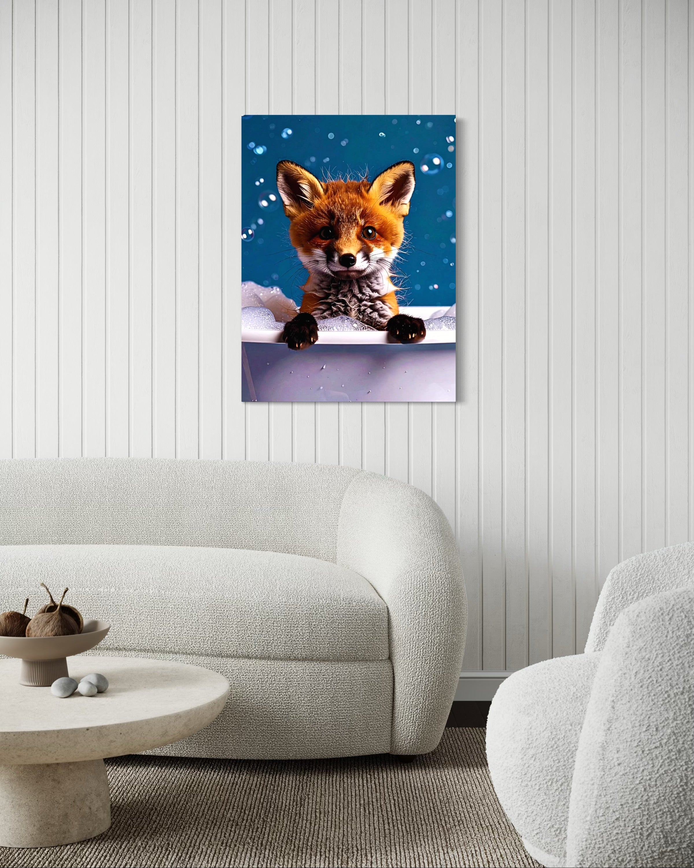 Fox in a Bubble Bath Museum Print