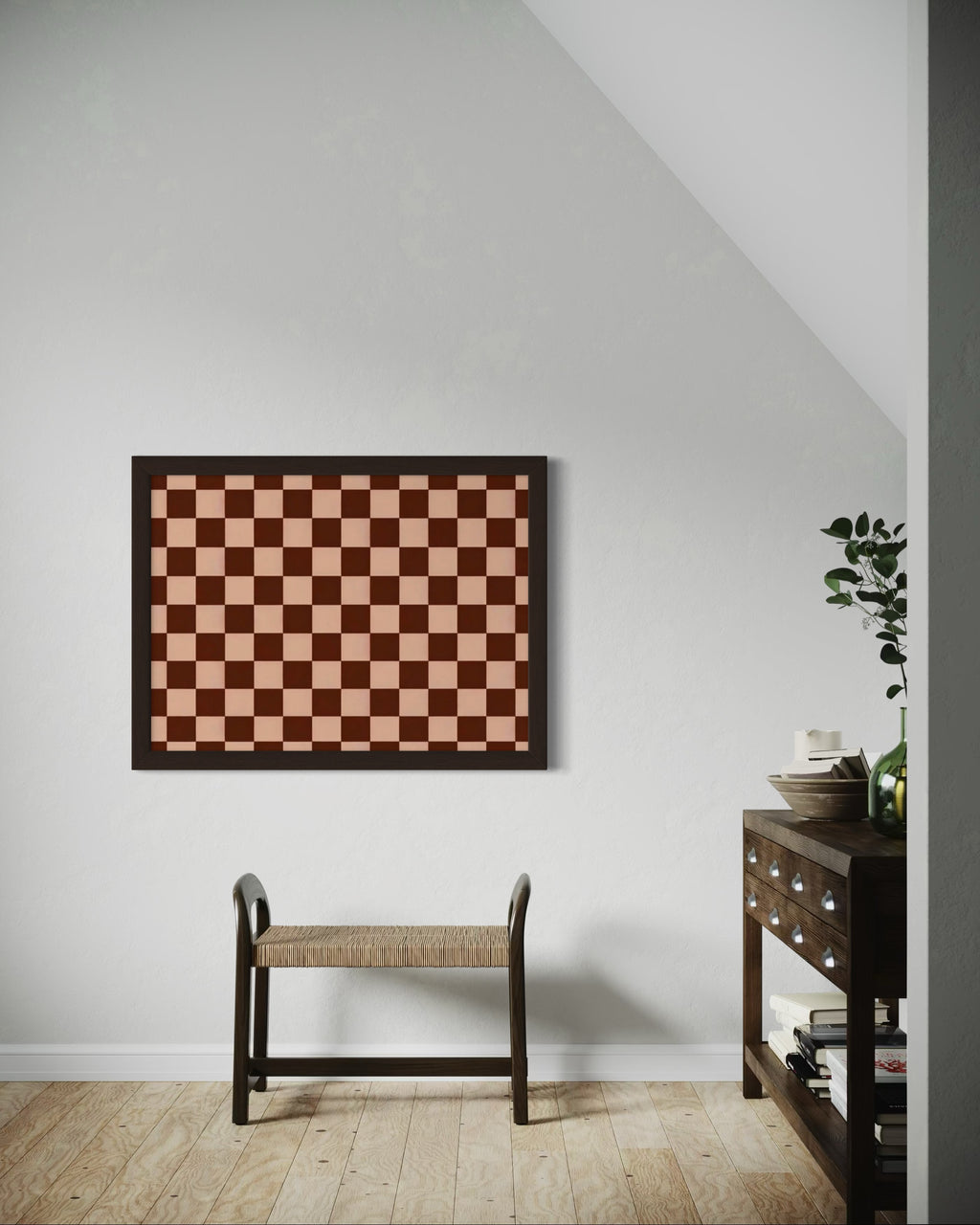 Light and Dark Brown Checkered Pattern Museum Print