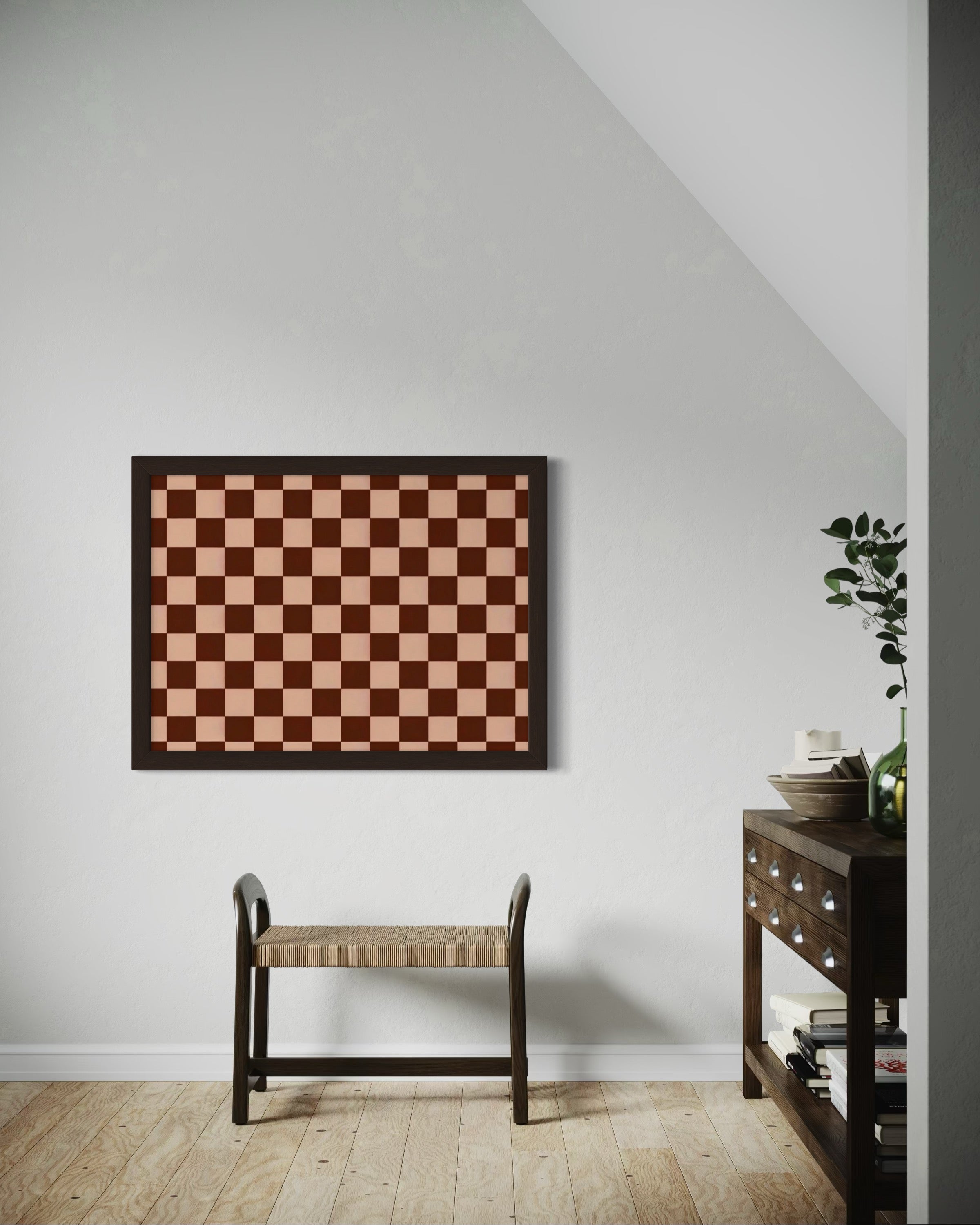 Light and Dark Brown Checkered Pattern Museum Print