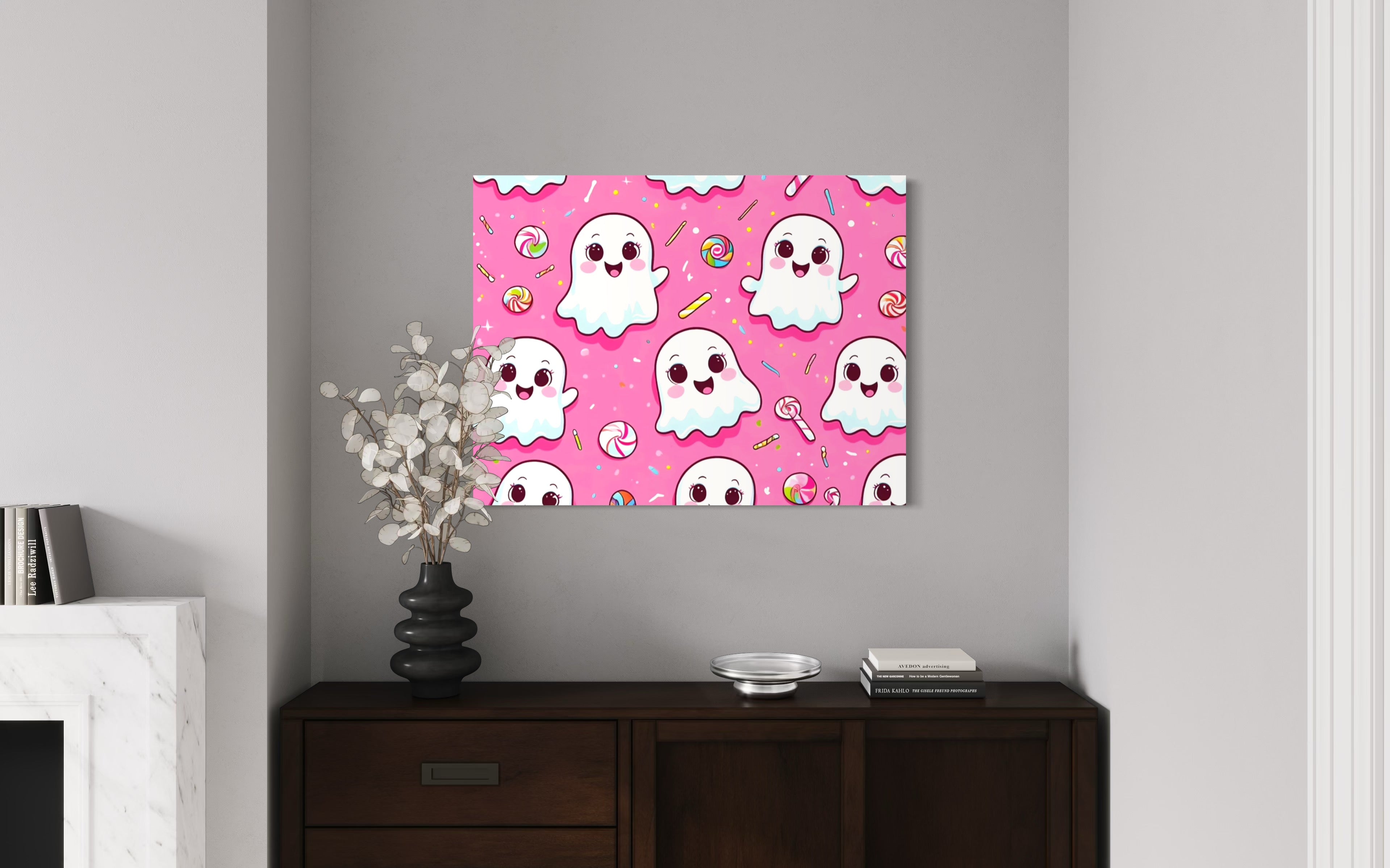 Ghost and Candy Pattern on Pink