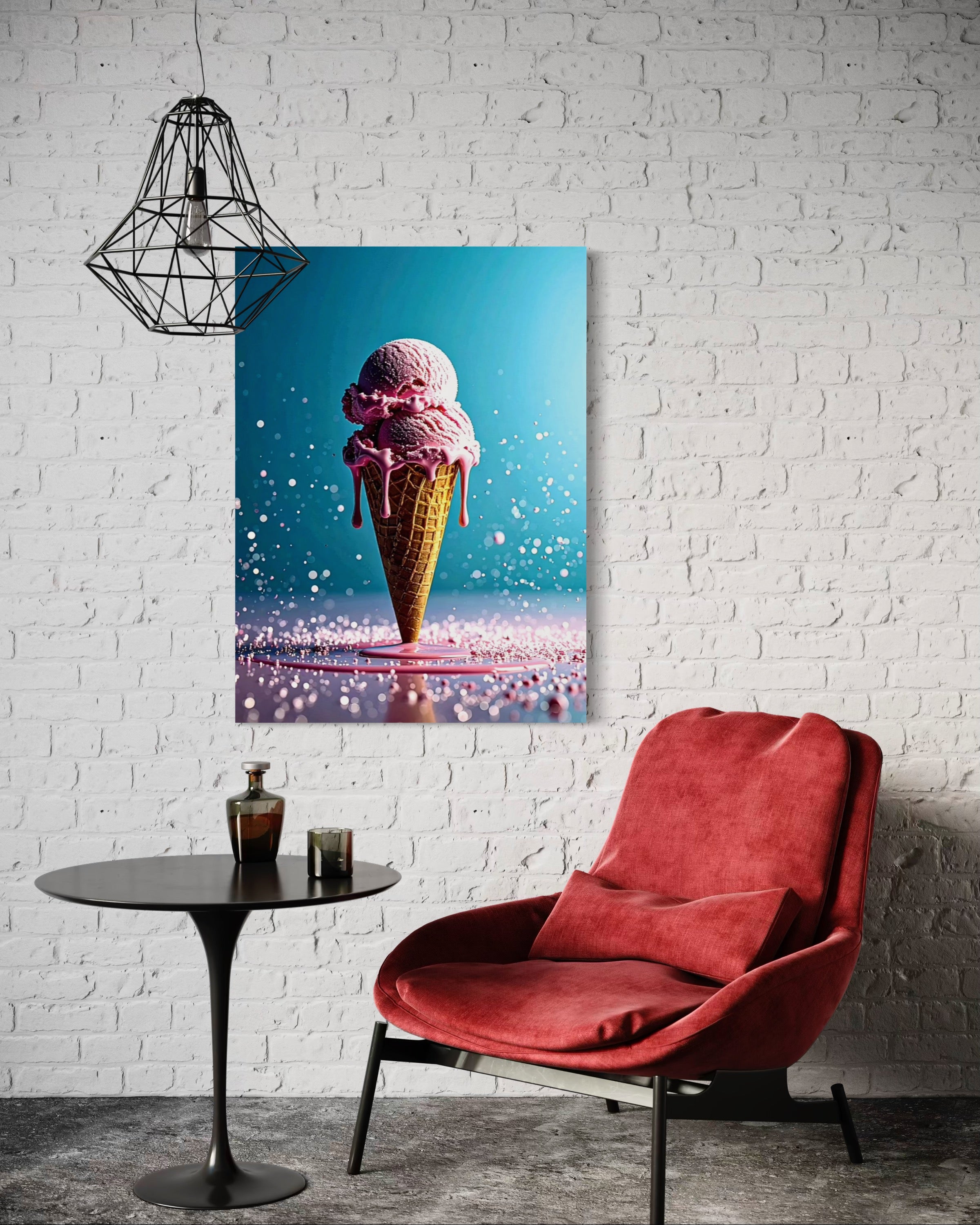 Strawberry Ice Cream Double Scoop Museum Print