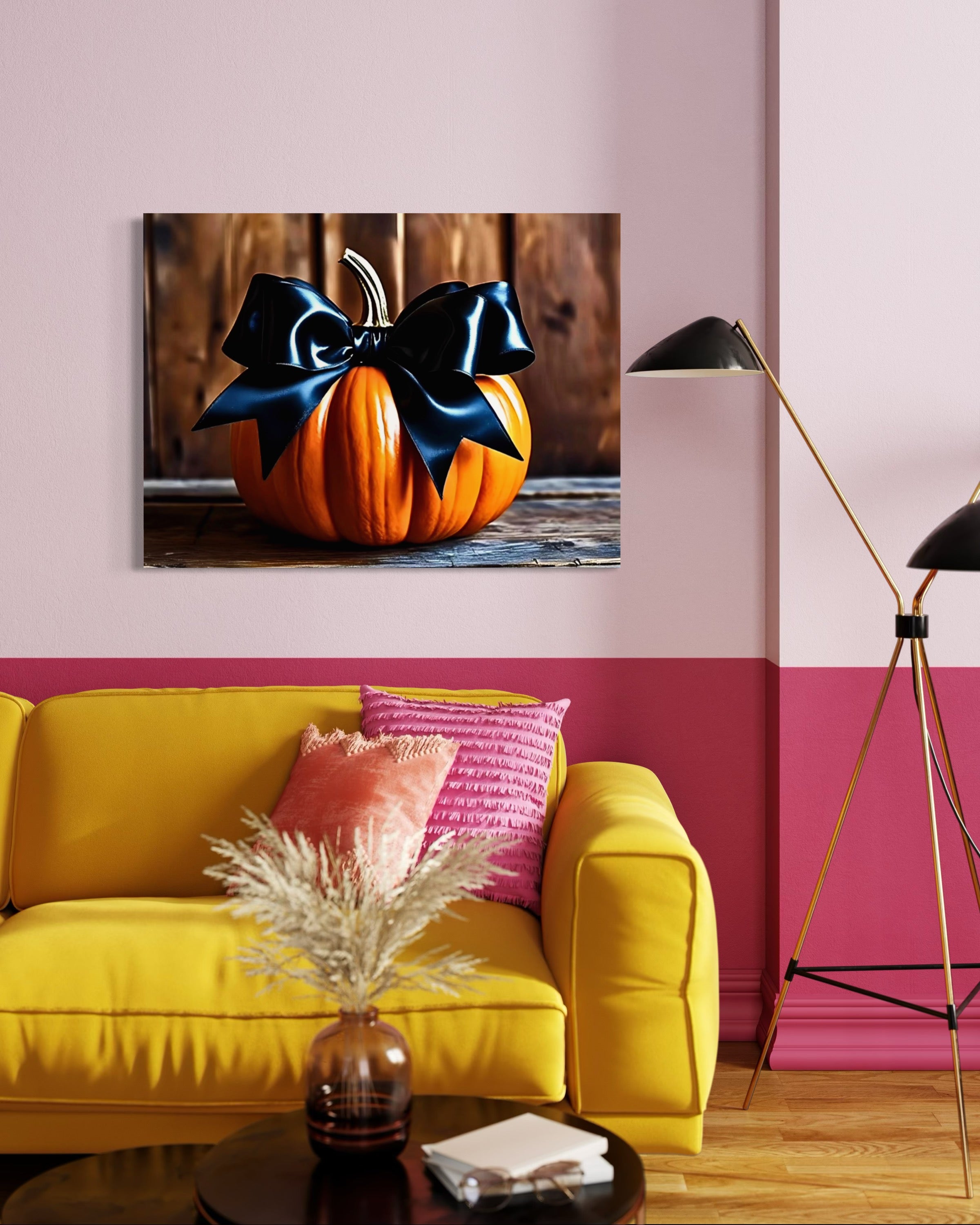 Pumpkin with Black Satin Bow