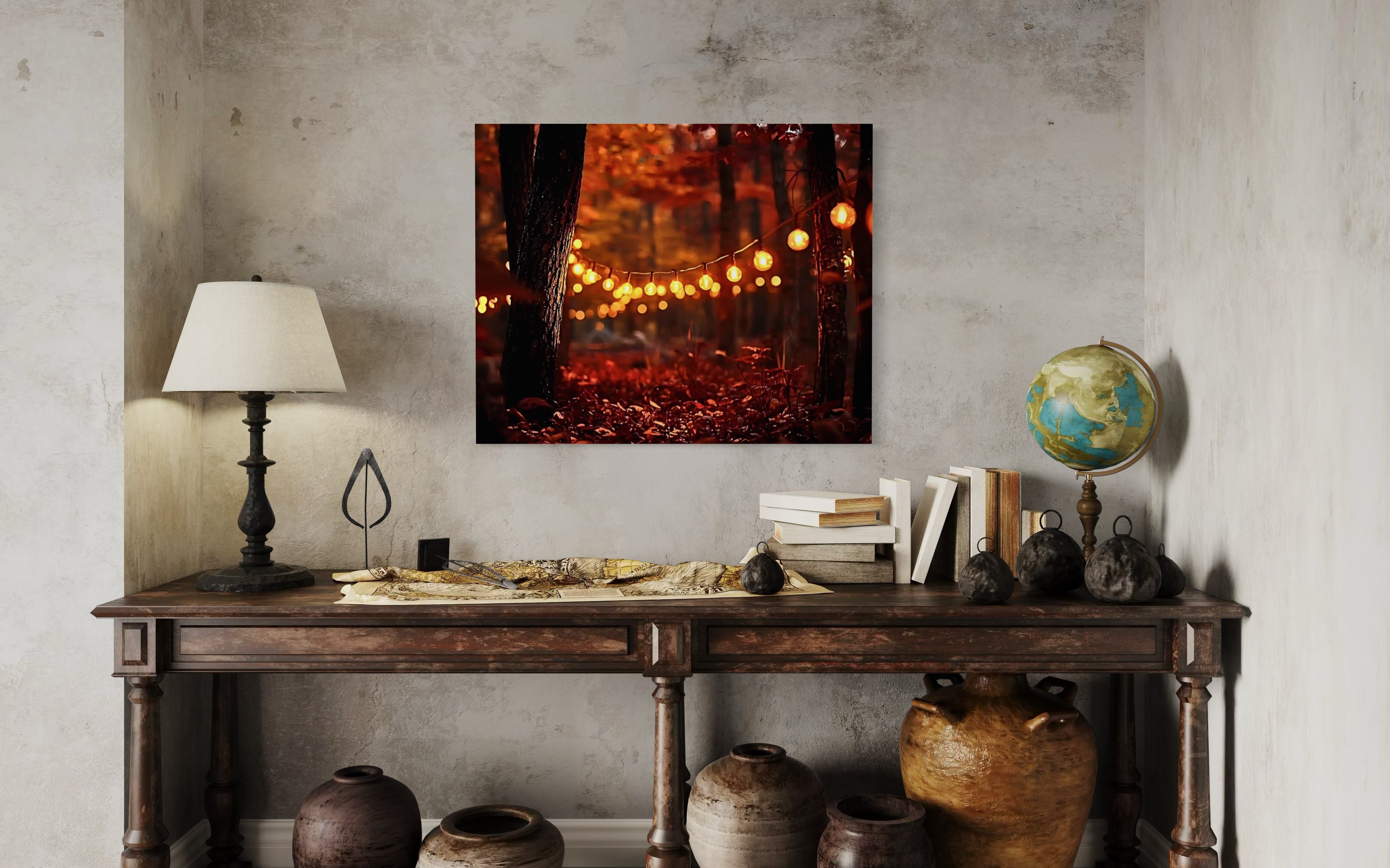 Lights in the Fall Forest Museum Print