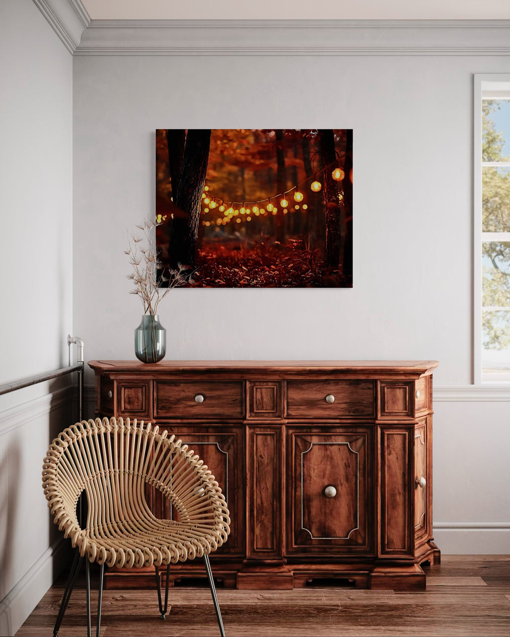 Lights in the Fall Forest Museum Print