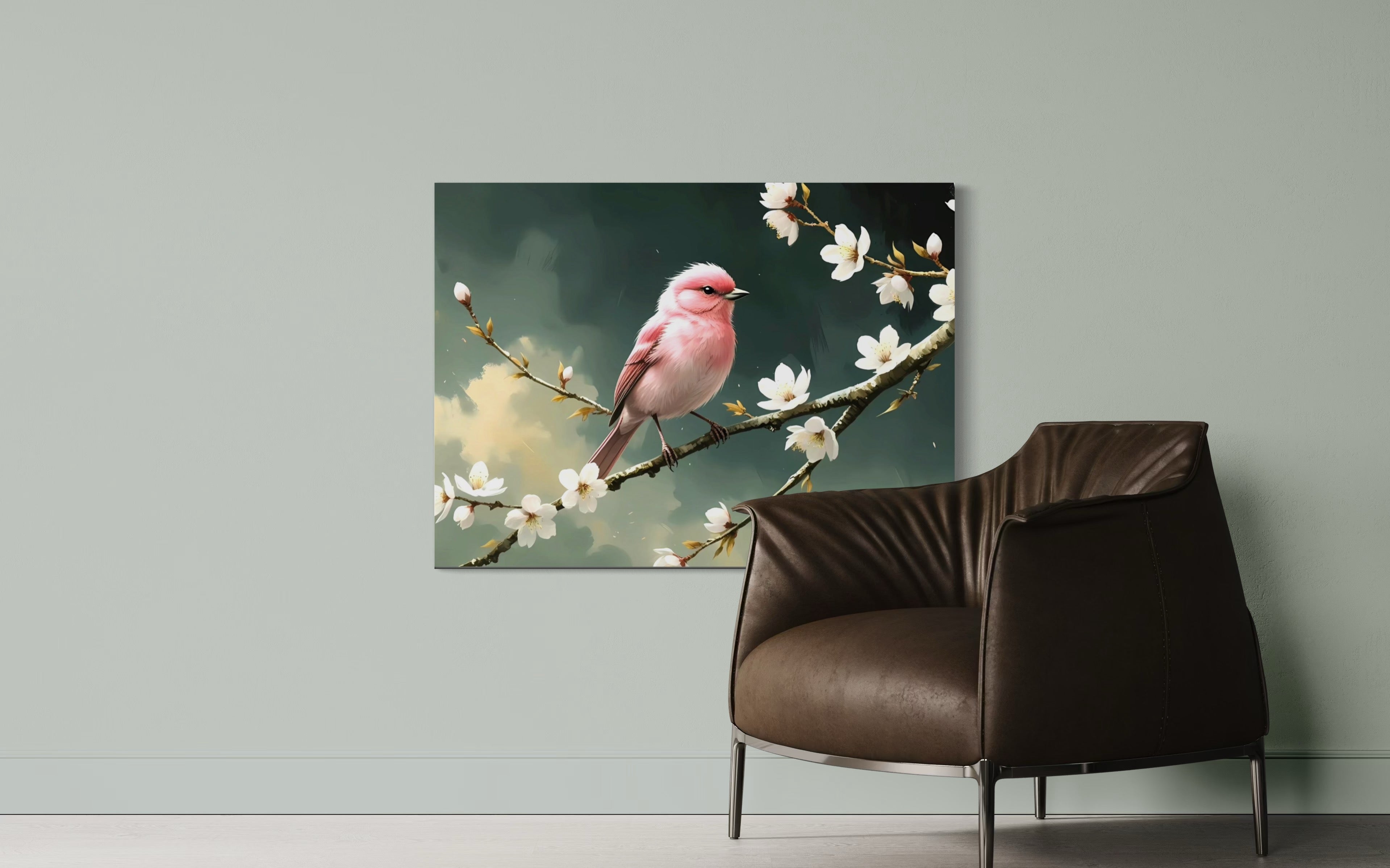 Bubblegum Bird with Blossoms Museum Print