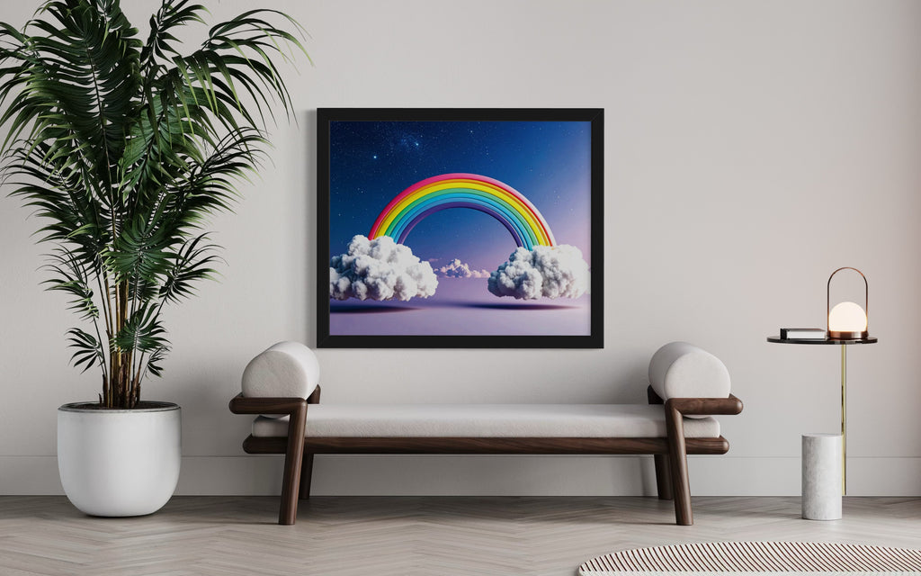 Floating Rainbow with Clouds Museum Print