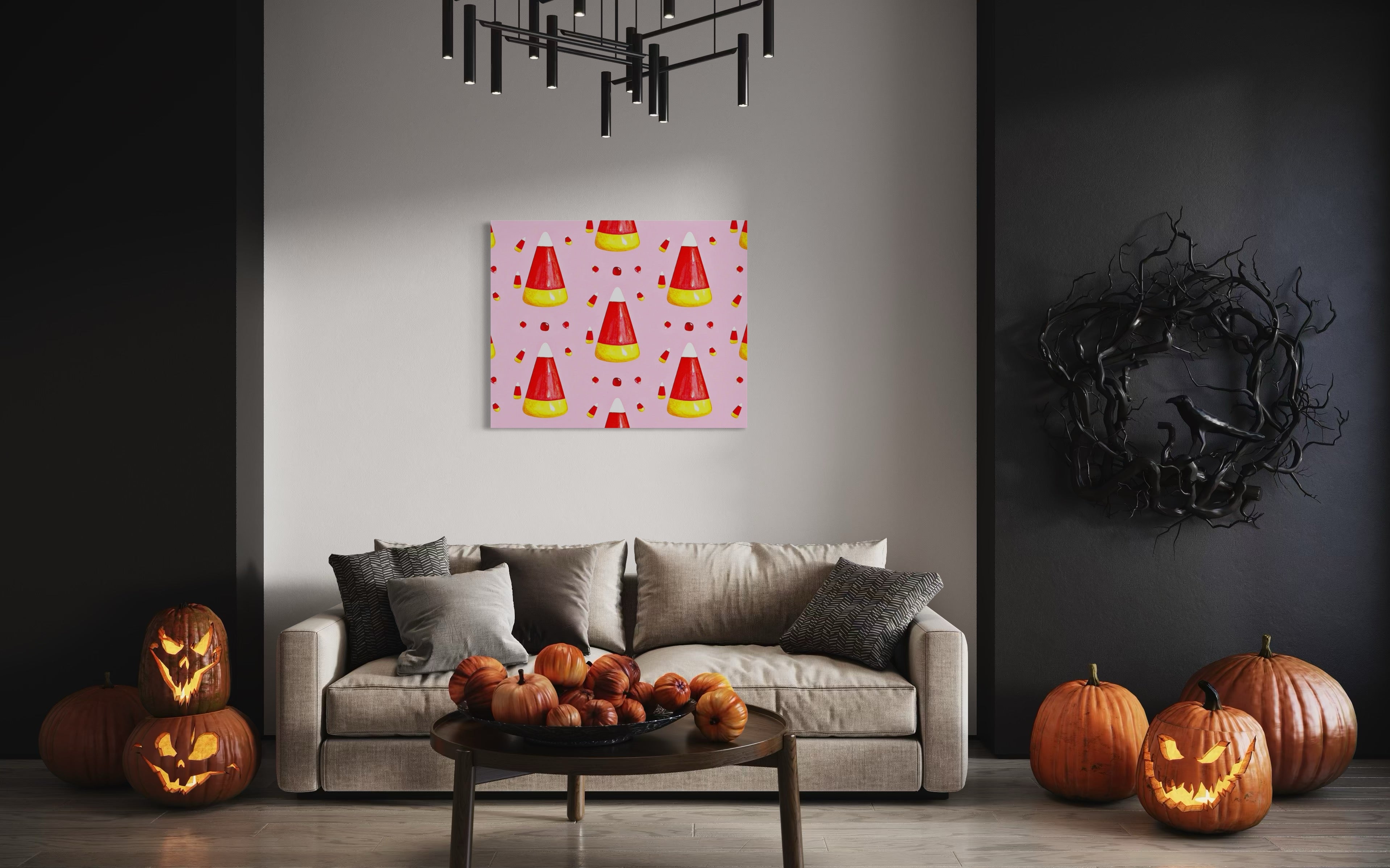 Candy Corn Pattern on Pink