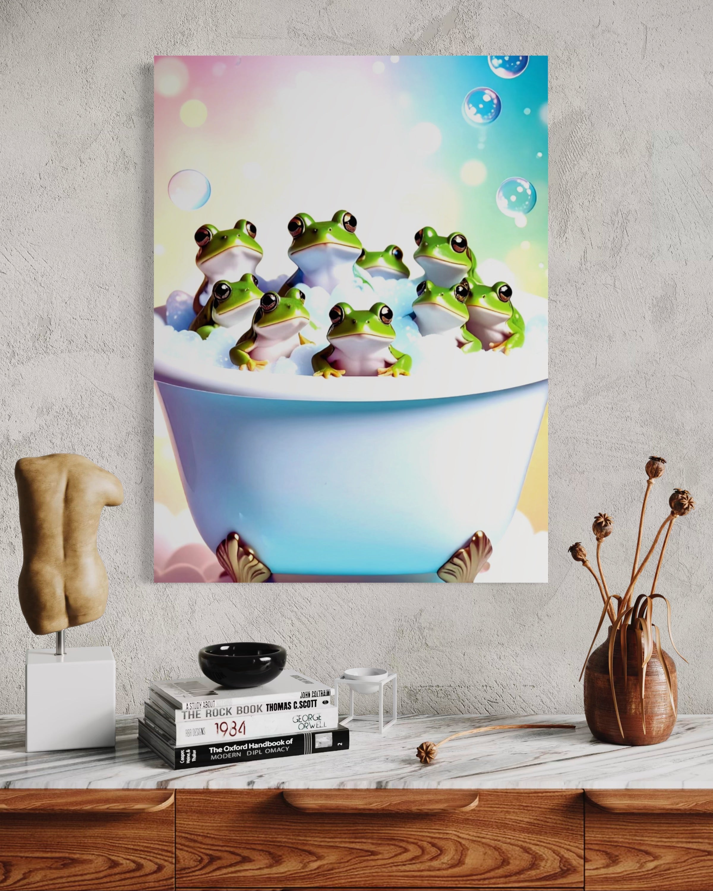 Froggy Bubble Bath Museum Print