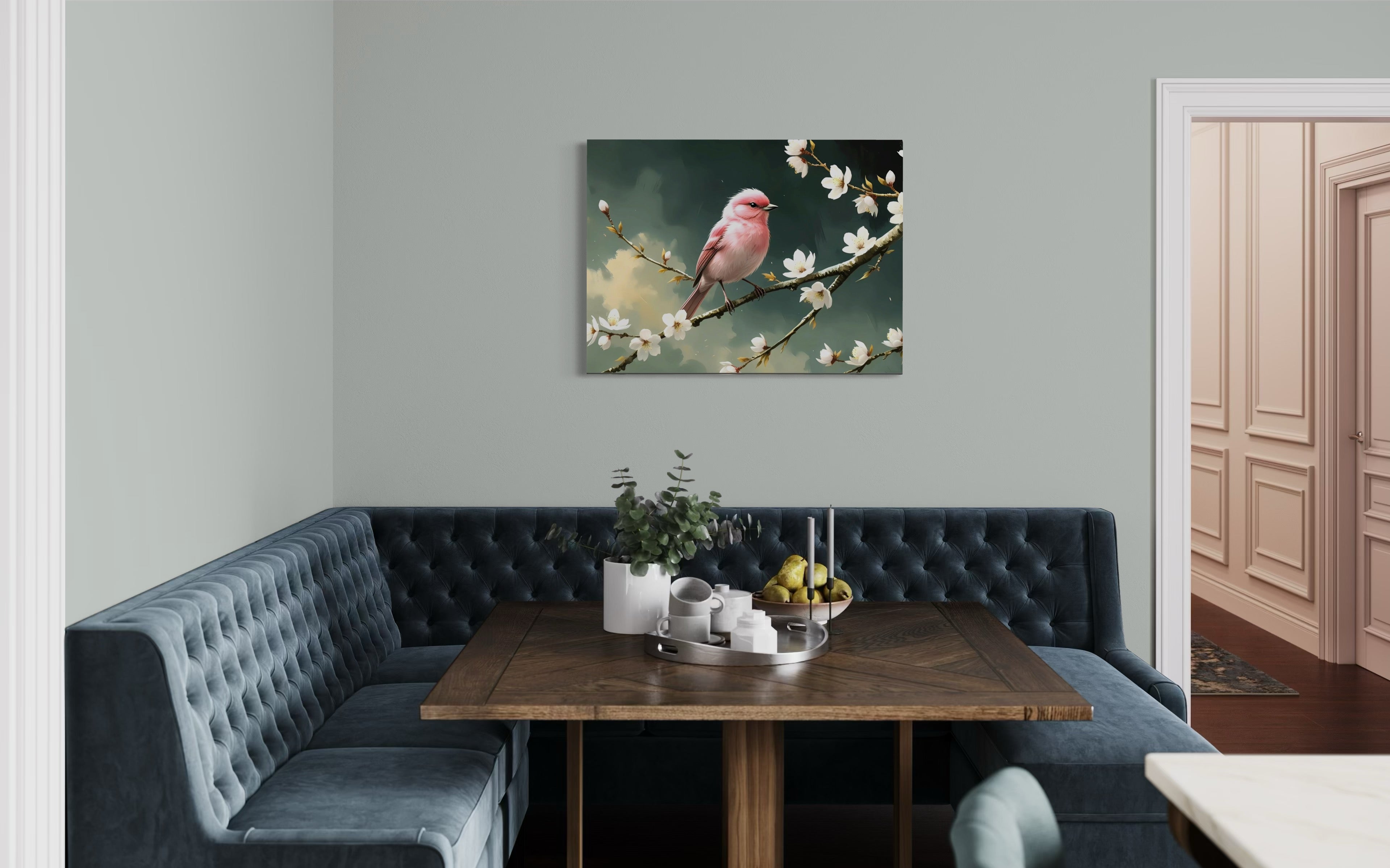 Bubblegum Bird with Blossoms Museum Print