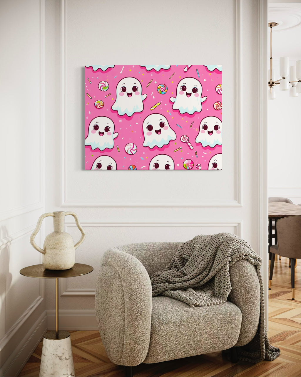 Ghost and Candy Pattern on Pink