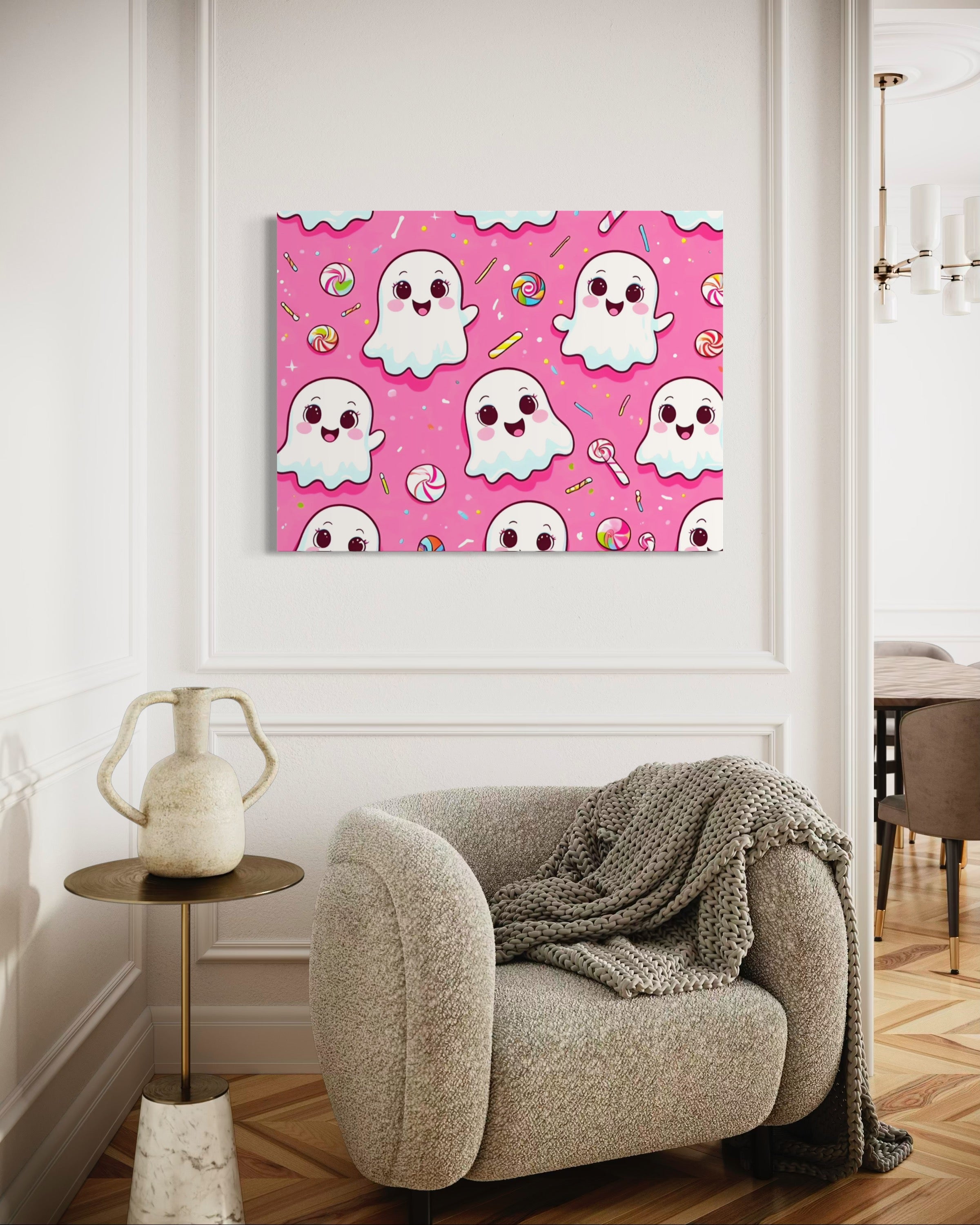 Ghost and Candy Pattern on Pink