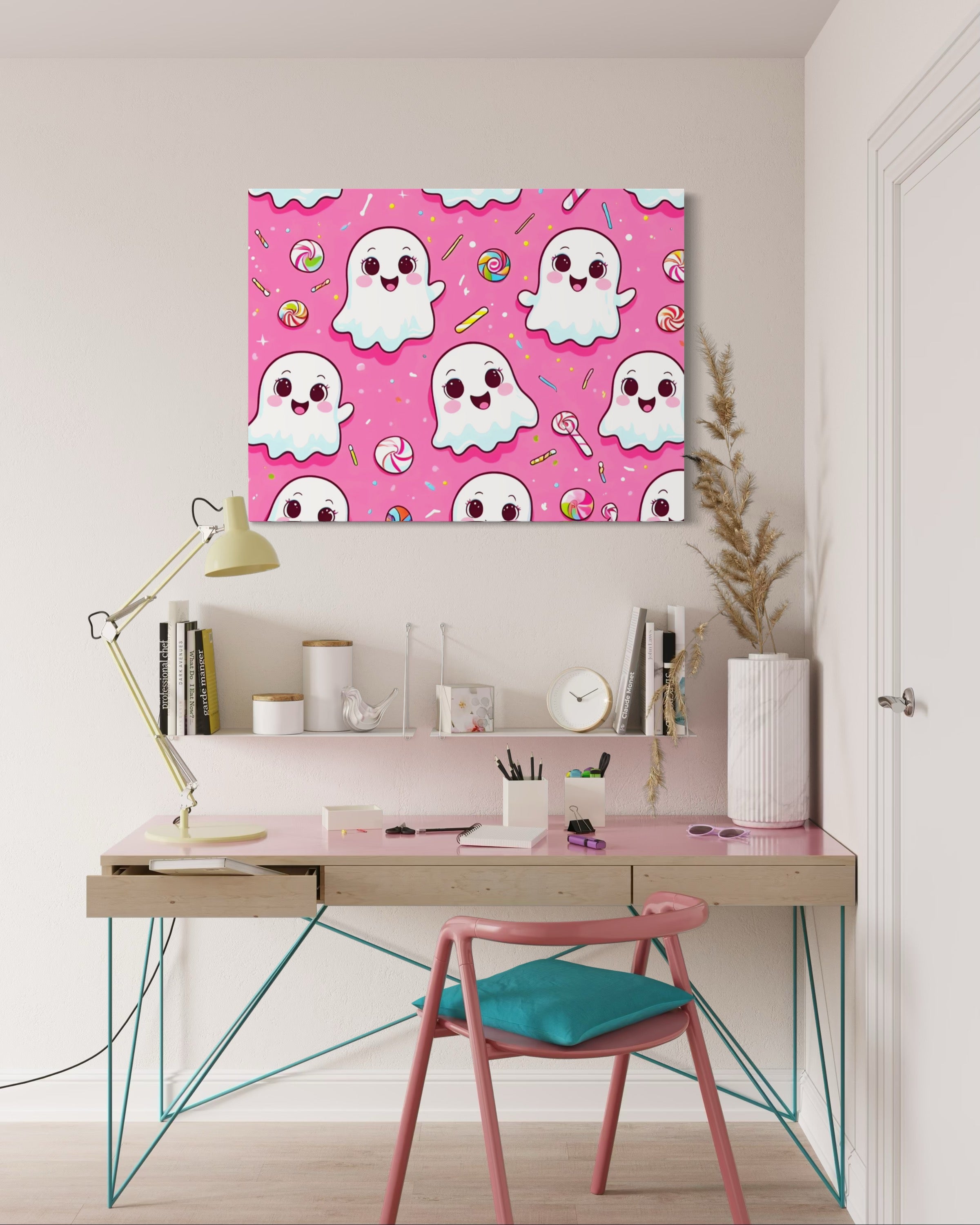 Ghost and Candy Pattern on Pink