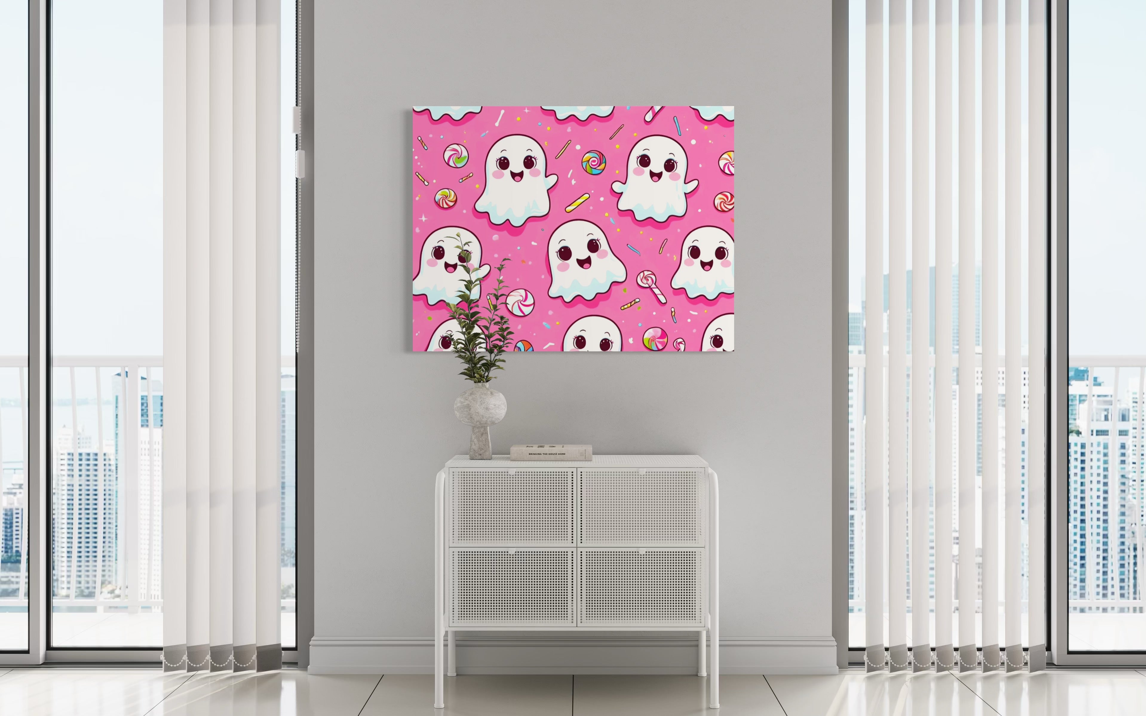 Ghost and Candy Pattern on Pink