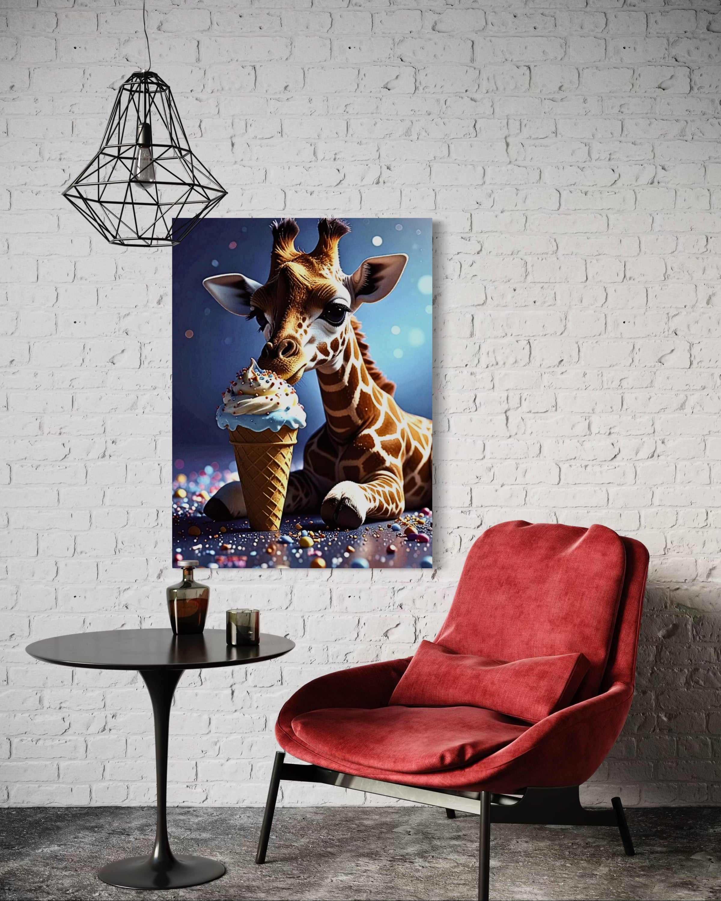 Giraffe Eating Ice Cream