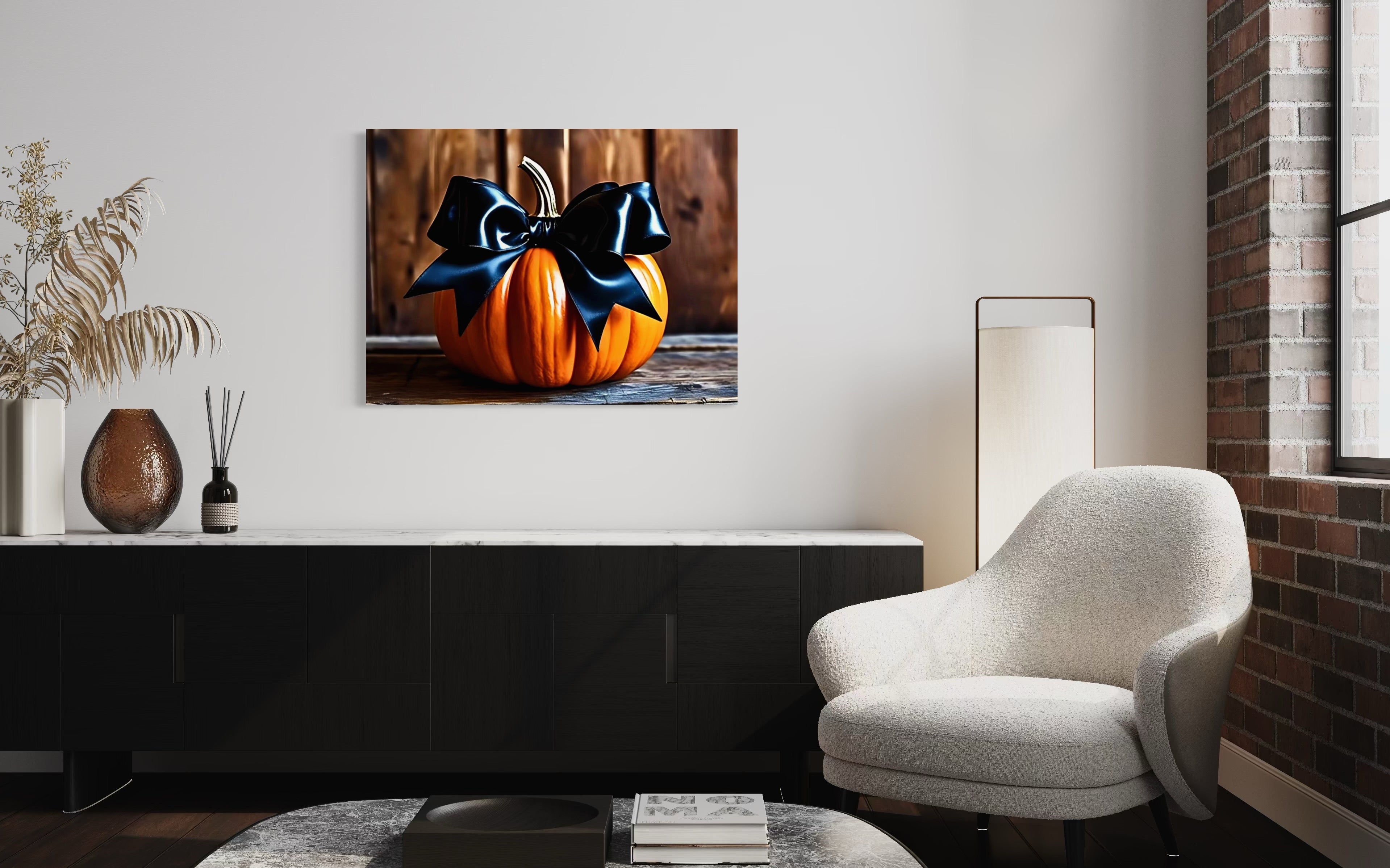 Pumpkin with Black Satin Bow
