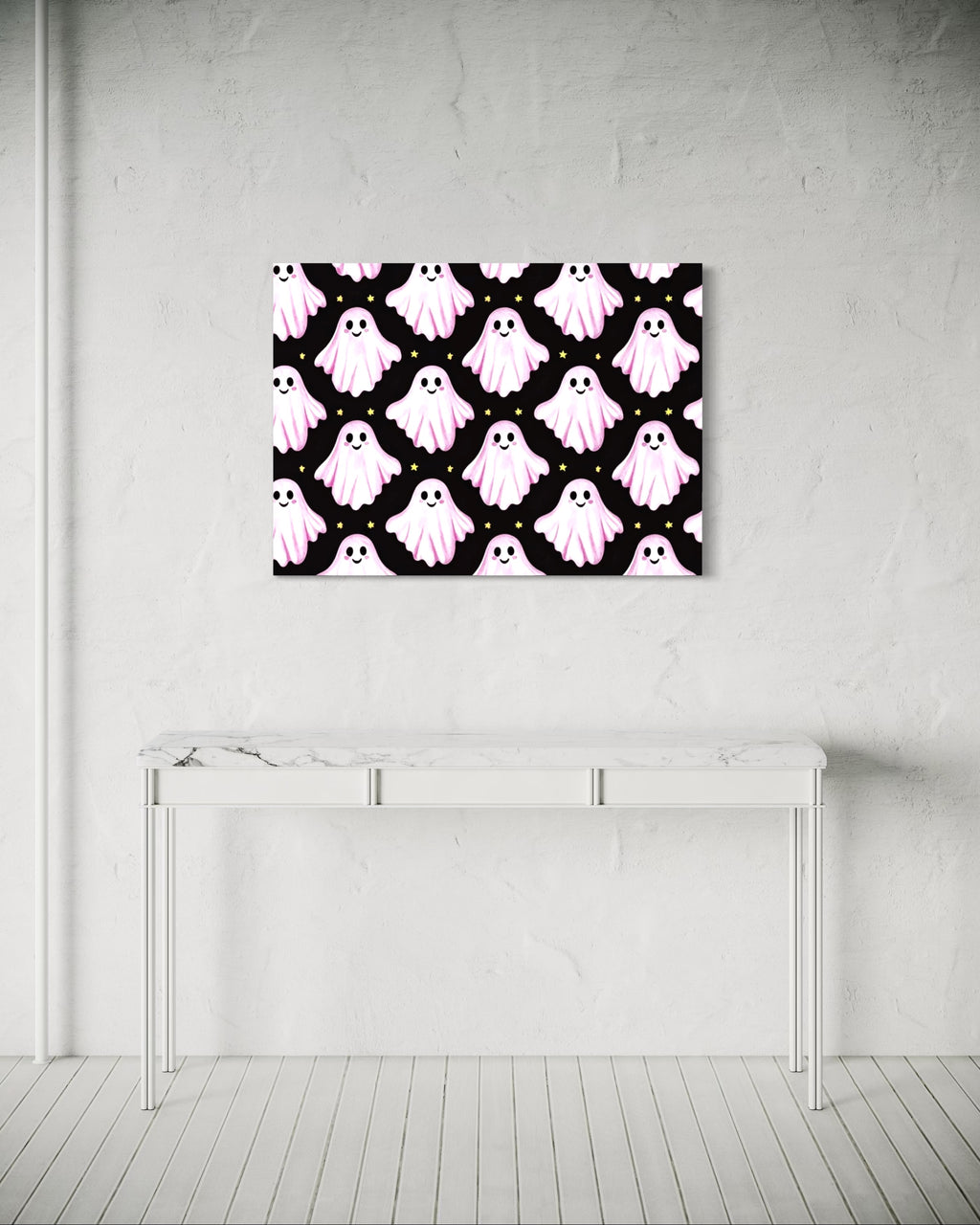 Pink Ghost Pattern on Black