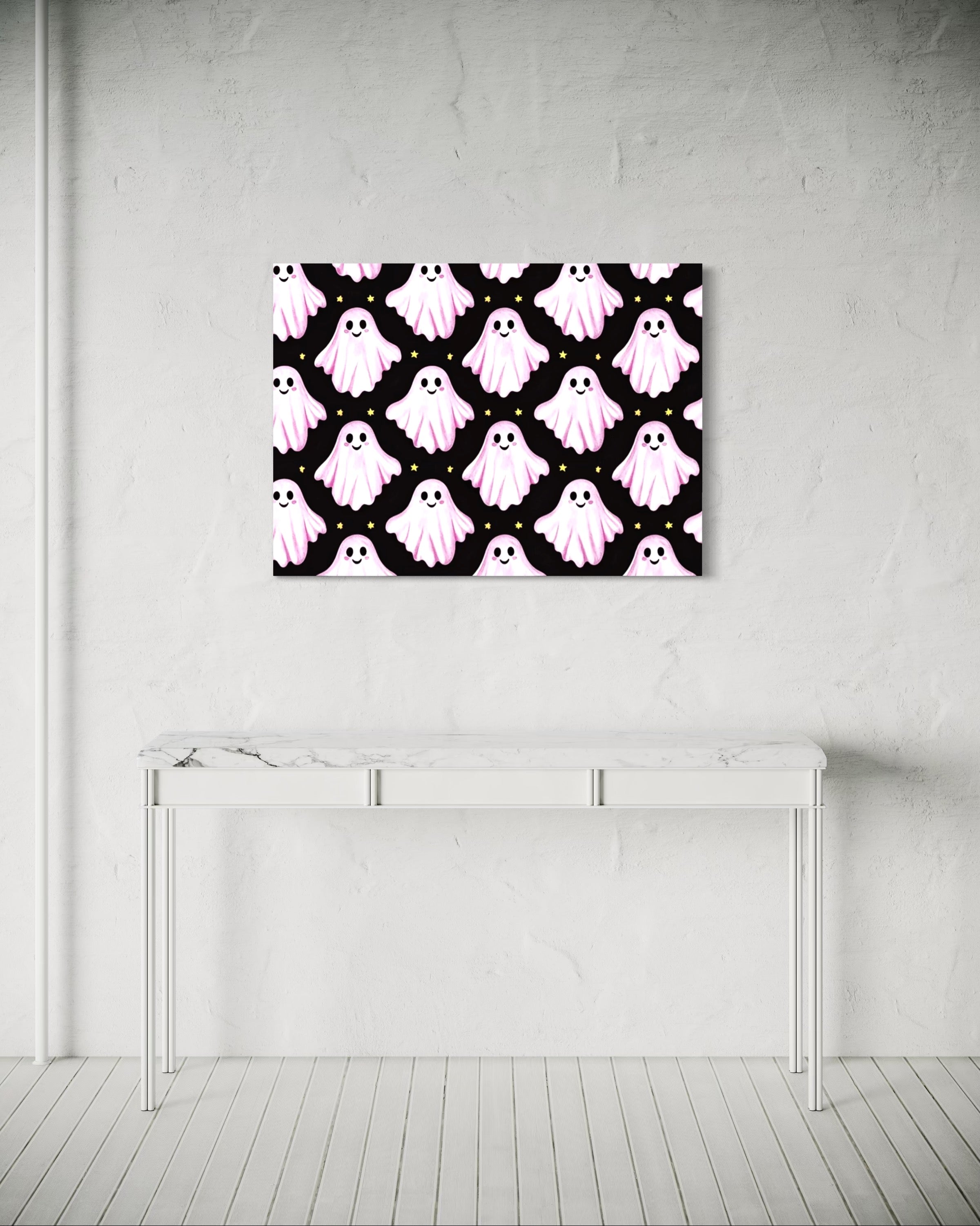 Pink Ghost Pattern on Black
