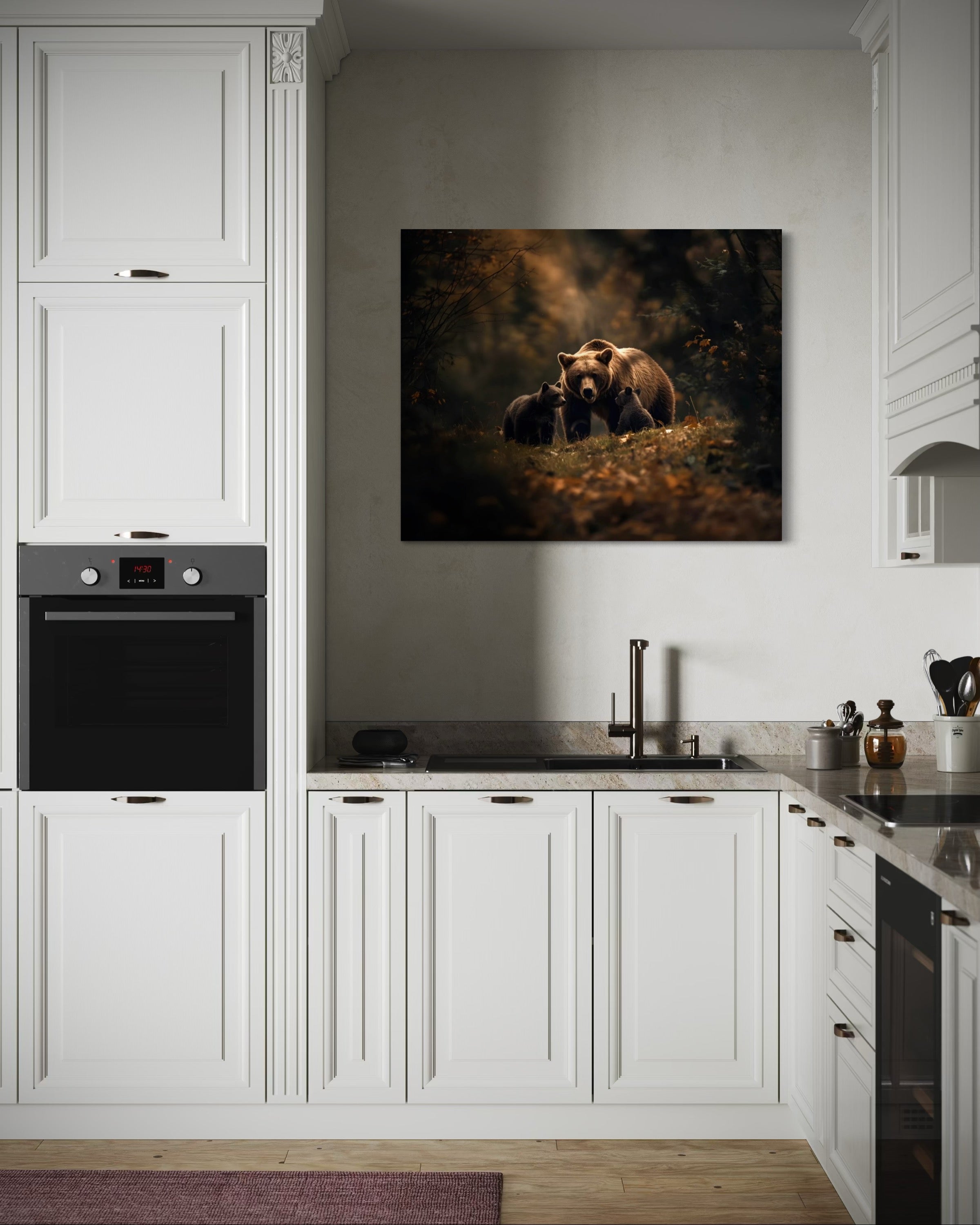 Brown Bear and Cubs Autumn in Alaska Museum Print