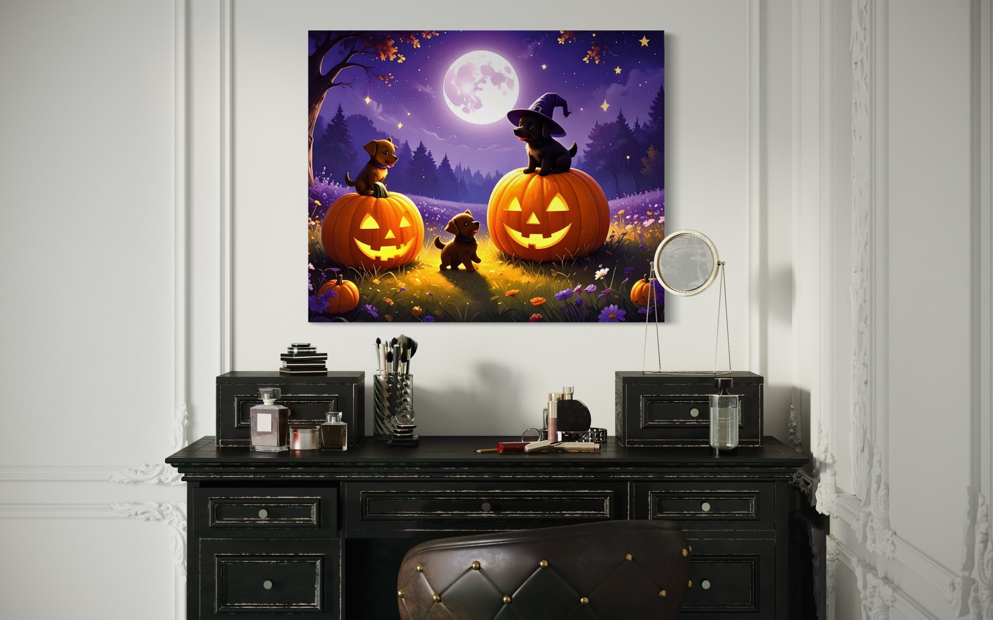 Puppies on Jack O Lanterns