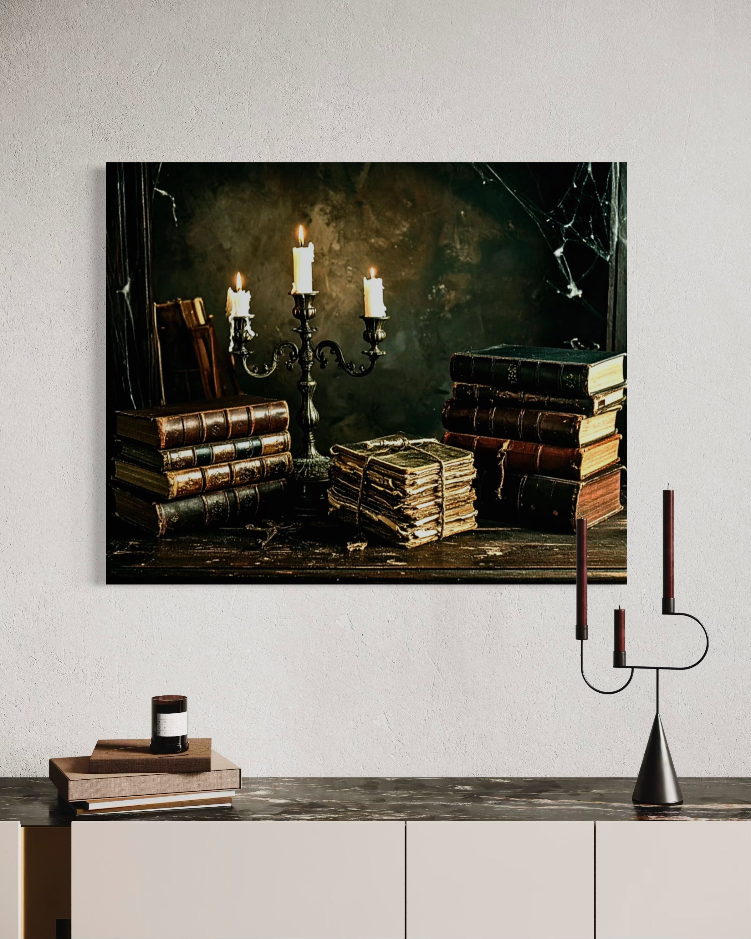 Vintage Candelabra and Books