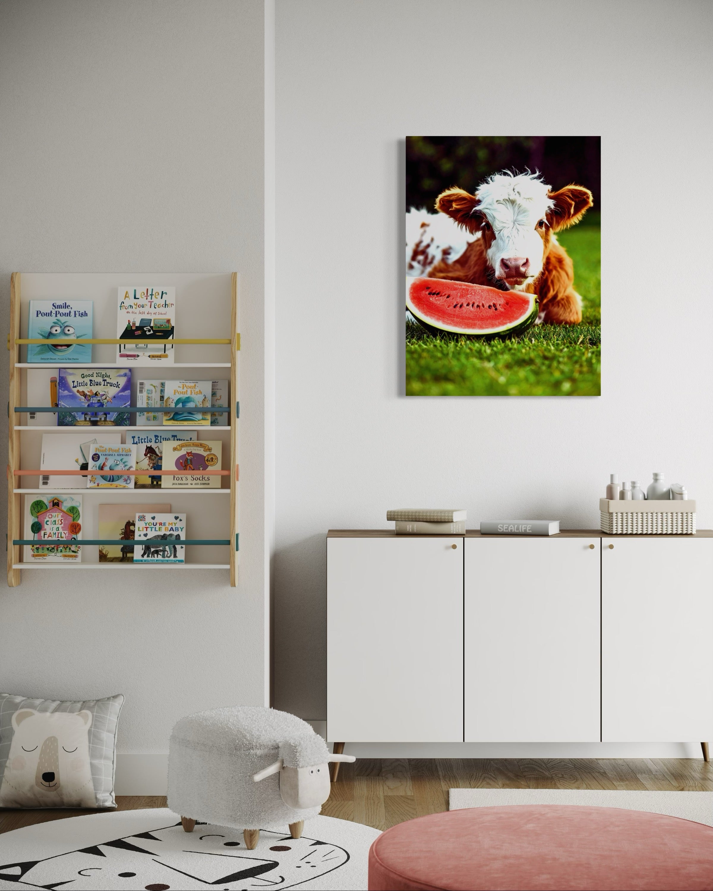 Highland Cow with Watermelon