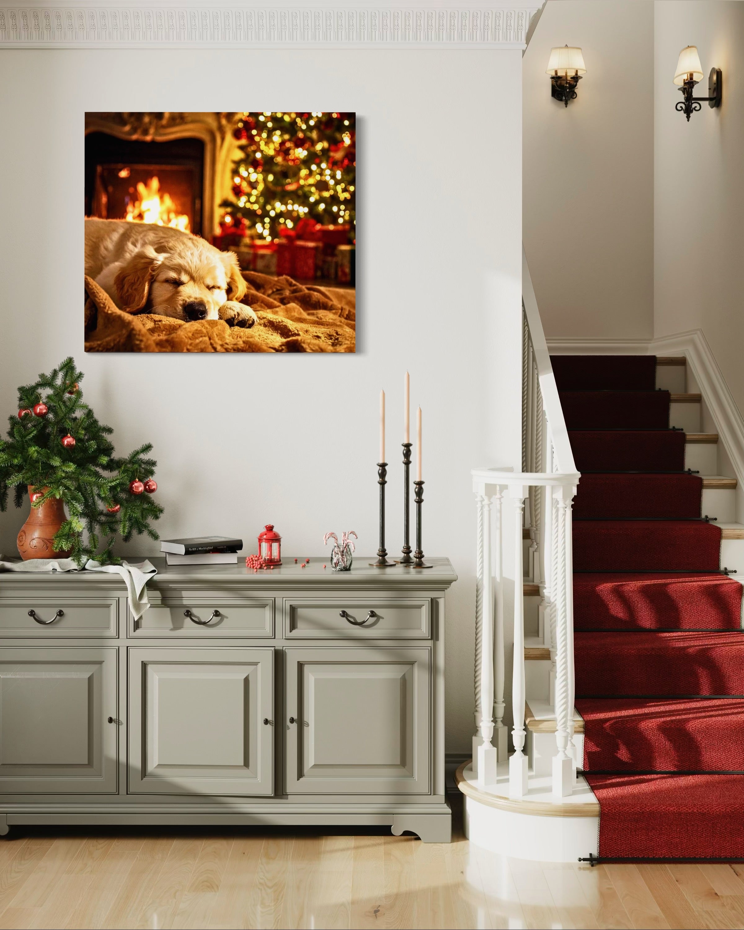 Magic Christmas Golden Retriever Puppy Dreams